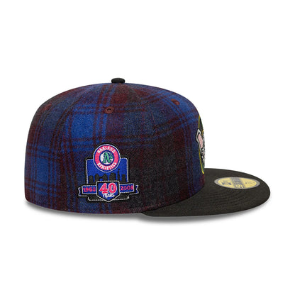 This is a Oakland Athletics Mascot Plaid Open Purple 59FIFTY Fitted Cap 6