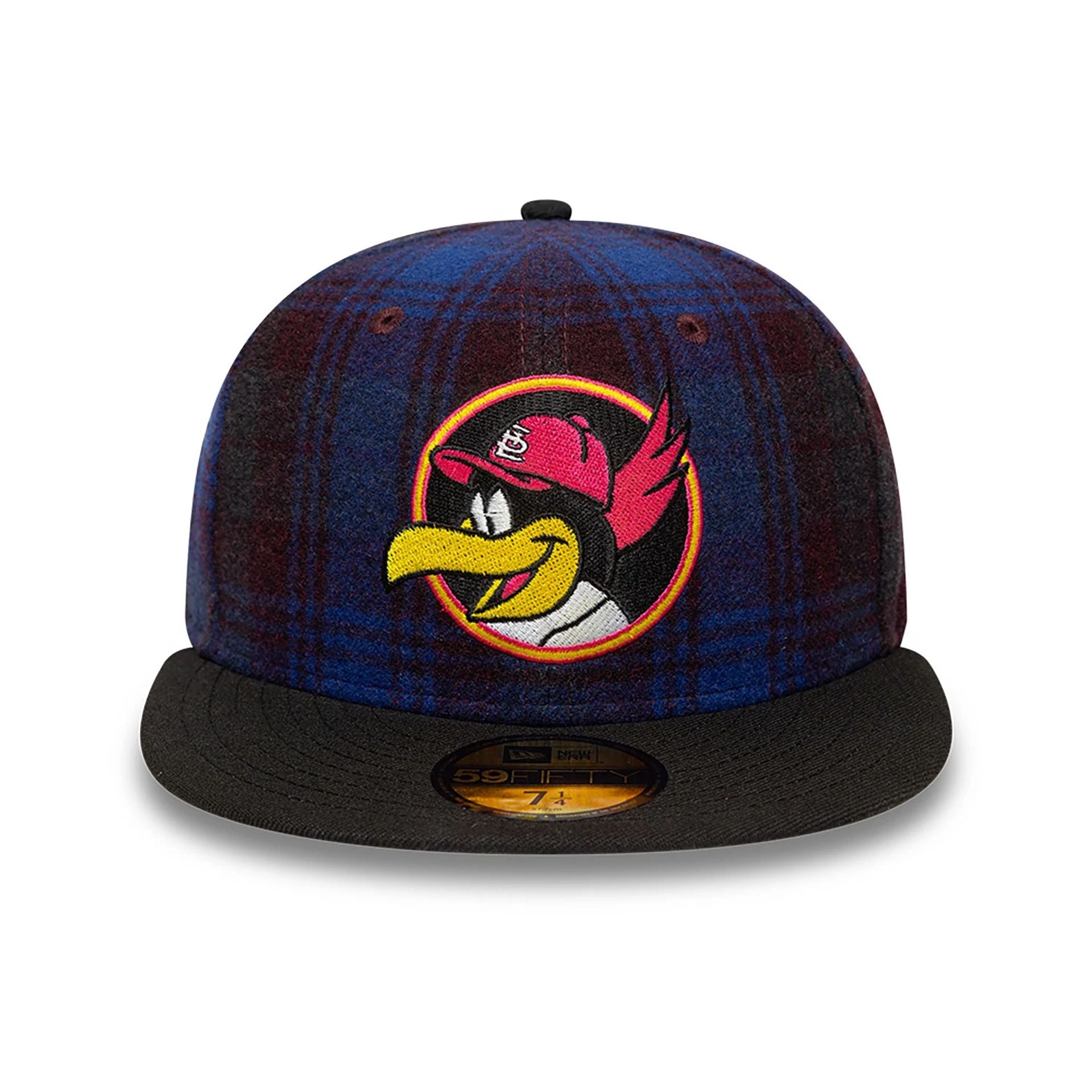 This is a St. Louis Cardinals Mascot Plaid Purple 59FIFTY Fitted Cap 3