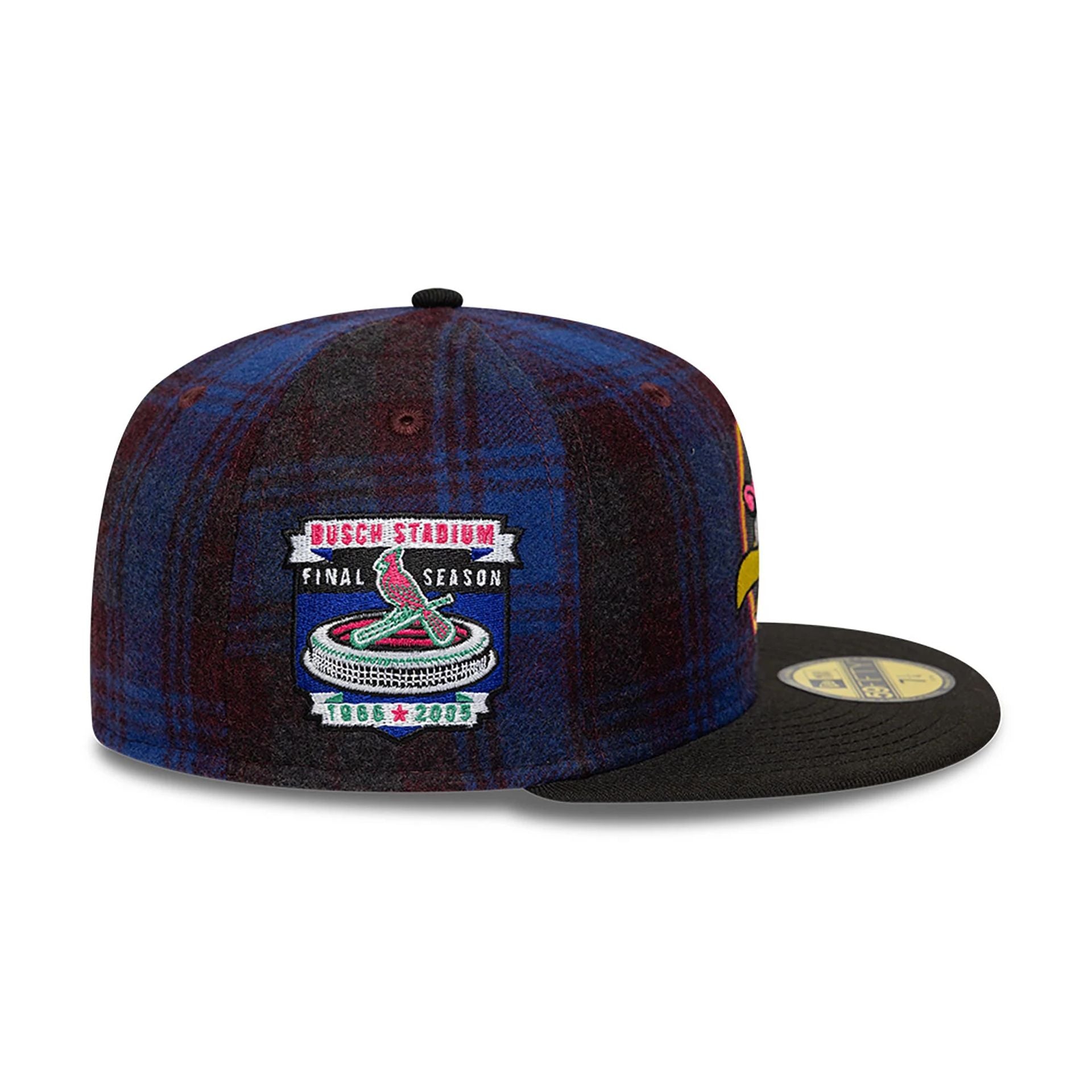 This is a St. Louis Cardinals Mascot Plaid Purple 59FIFTY Fitted Cap 6