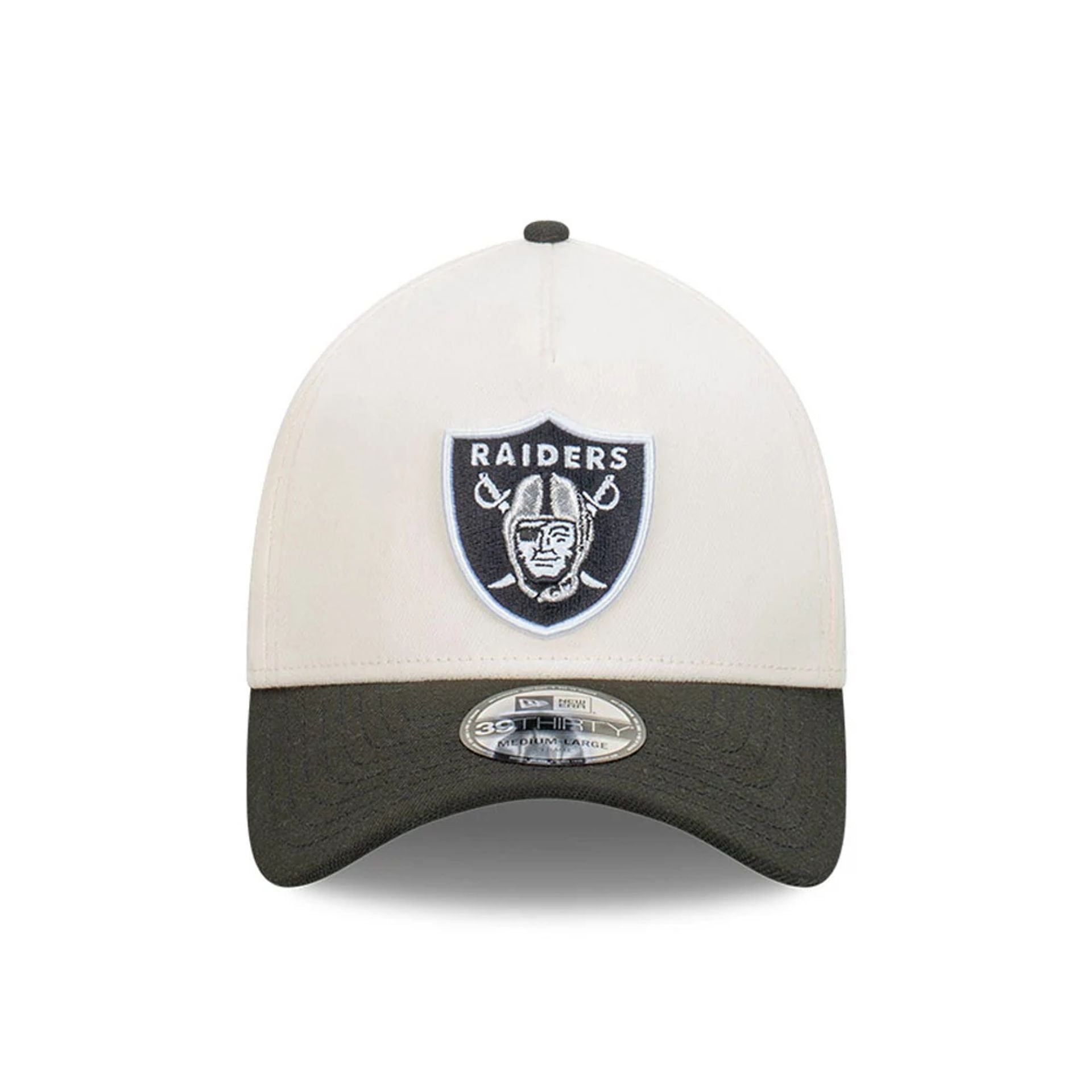 This is a Las Vegas Raiders Cut N Paste White 39THIRTY A-Frame Stretch Fit Cap 3