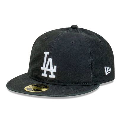 This is a LA Dodgers Snow Washed Canvas Black Retro Crown 59FIFTY Fitted Cap 1