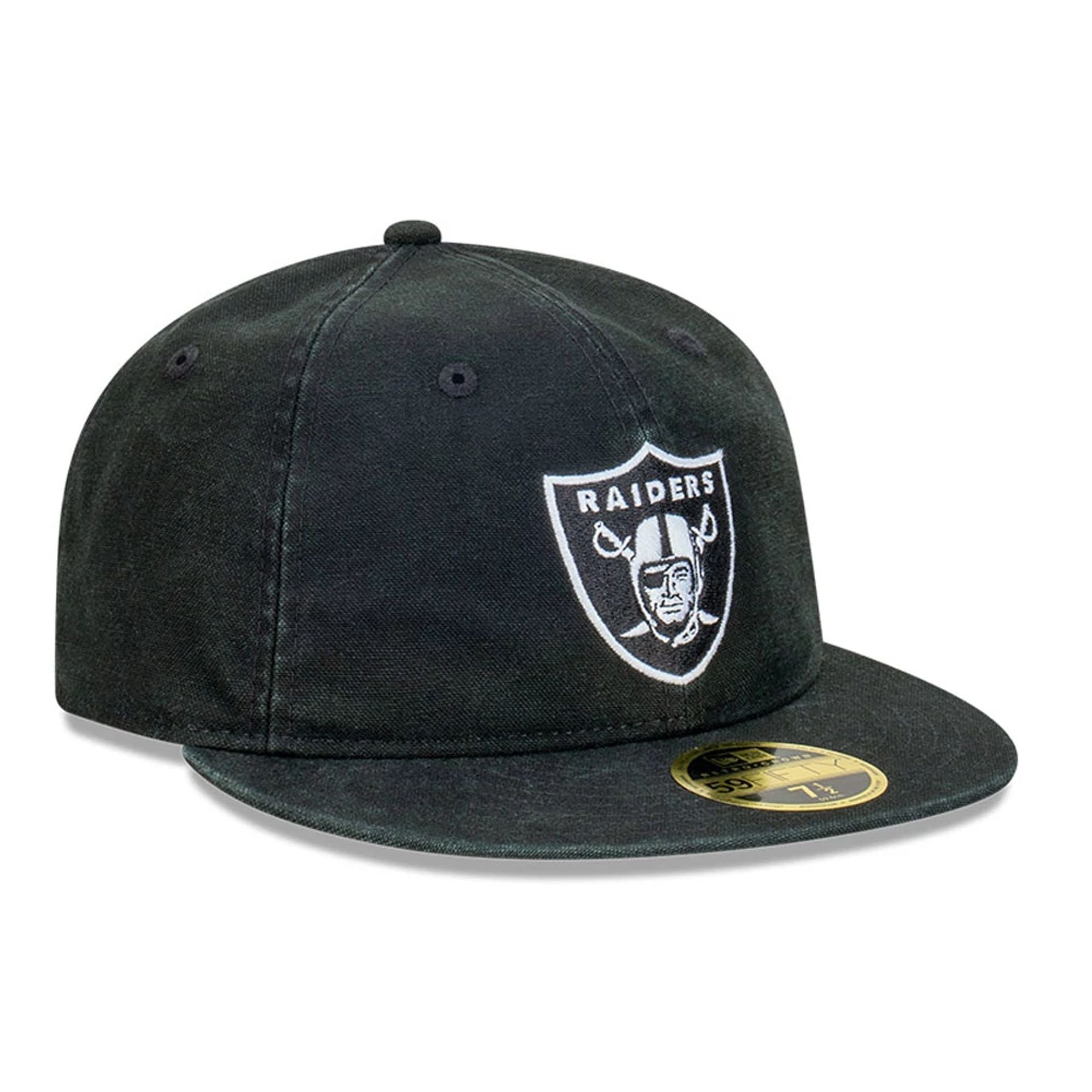 This is a Las Vegas Raiders Snow Washed Canvas Black Retro Crown 59FIFTY Fitted Cap 4