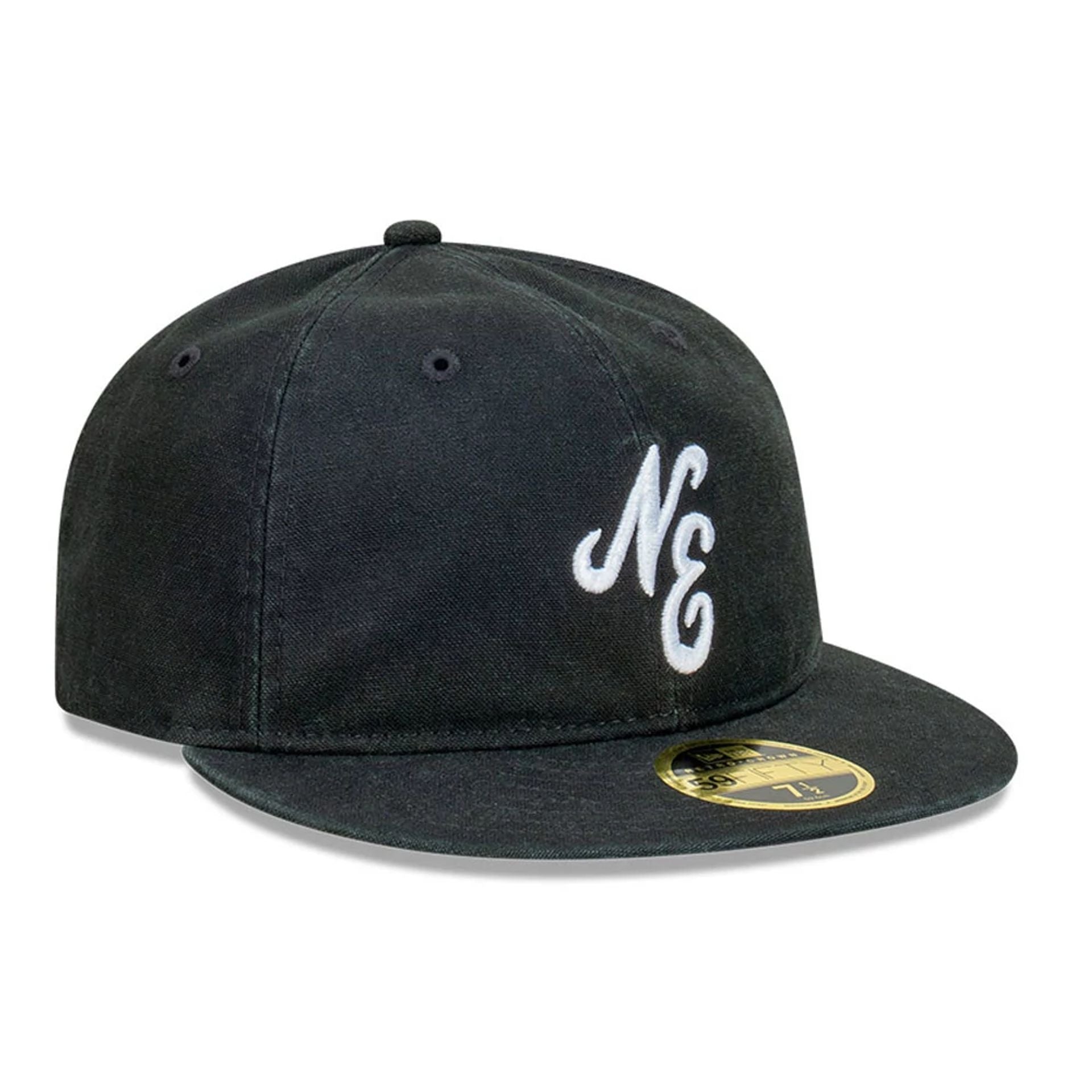 This is a New Era Snow Washed Canvas Black Retro Crown 59FIFTY Fitted Cap 4