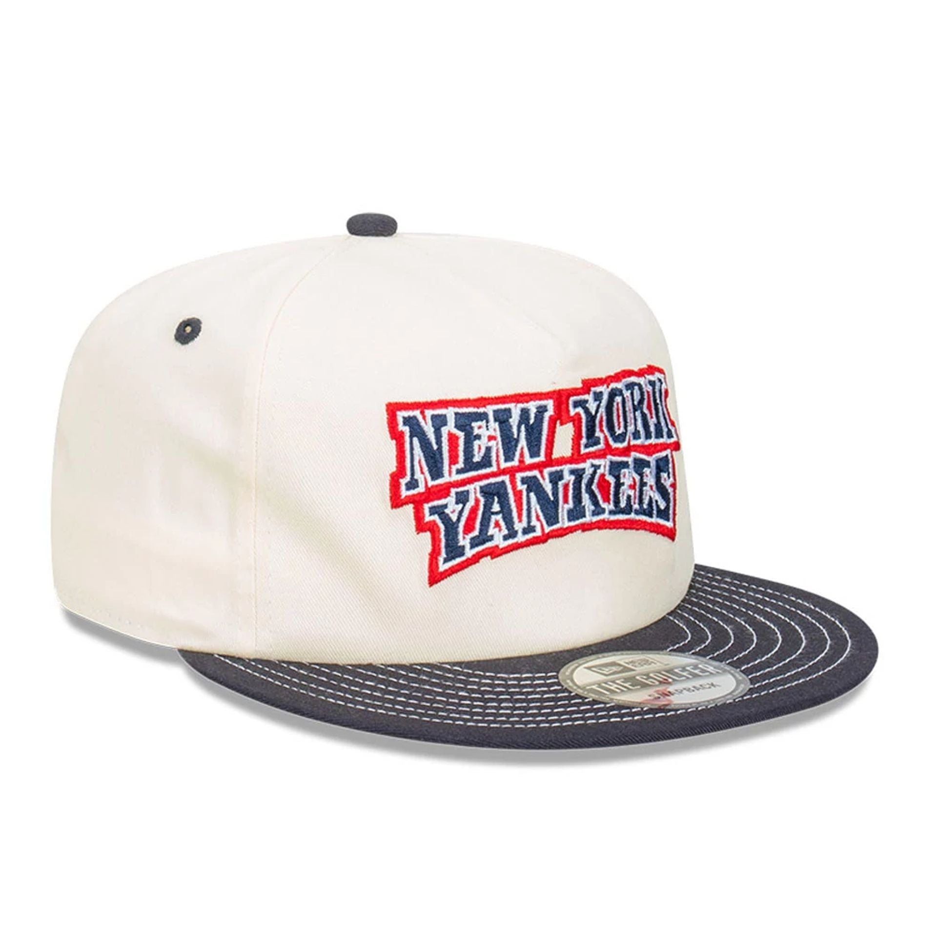 This is a New York Yankees Cut N Paste White Golfer Snapback Adjustable Cap 1