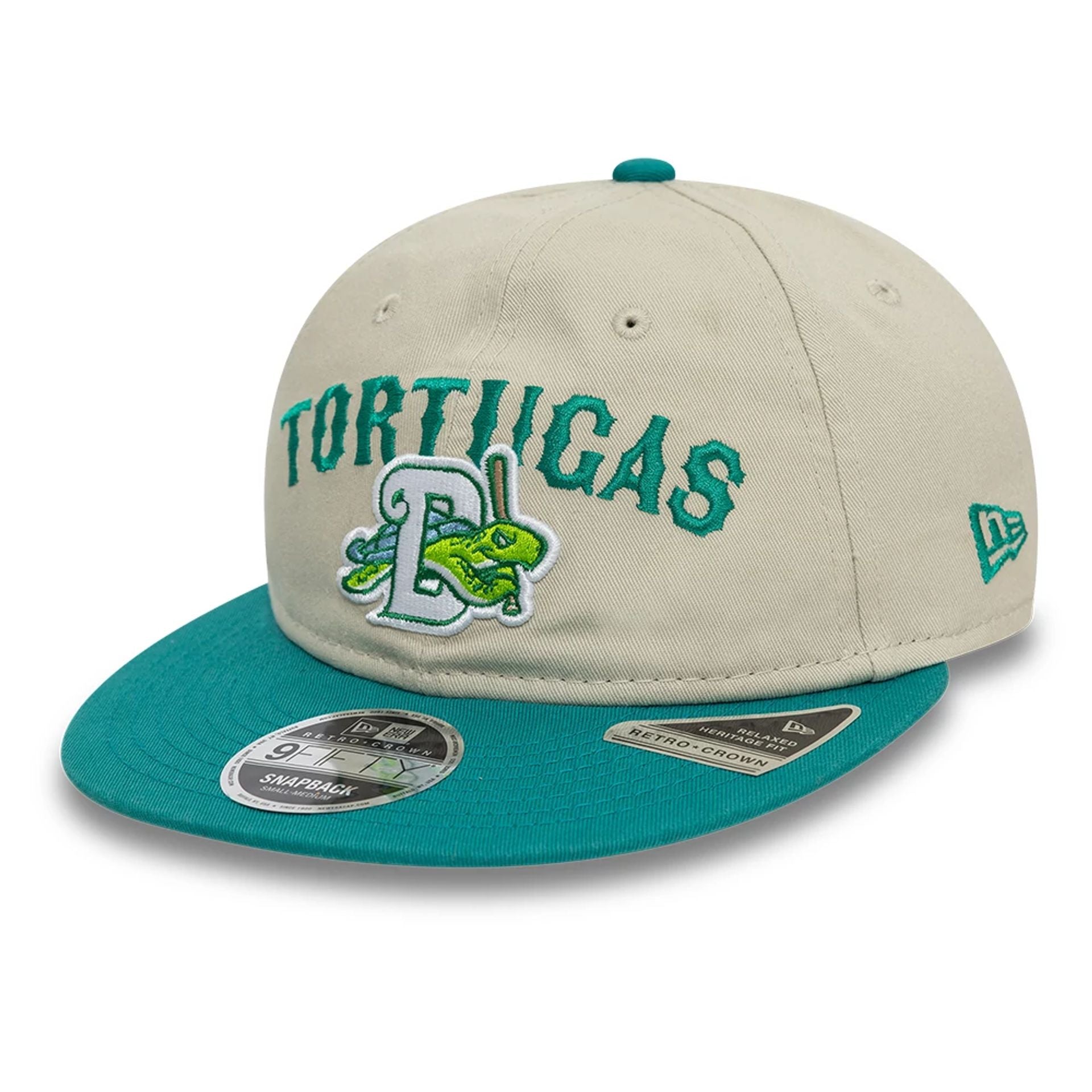 This is a Daytona Tortugas MiLB Two Tone Light Beige Retro Crown 9FIFTY Strapback Cap 1