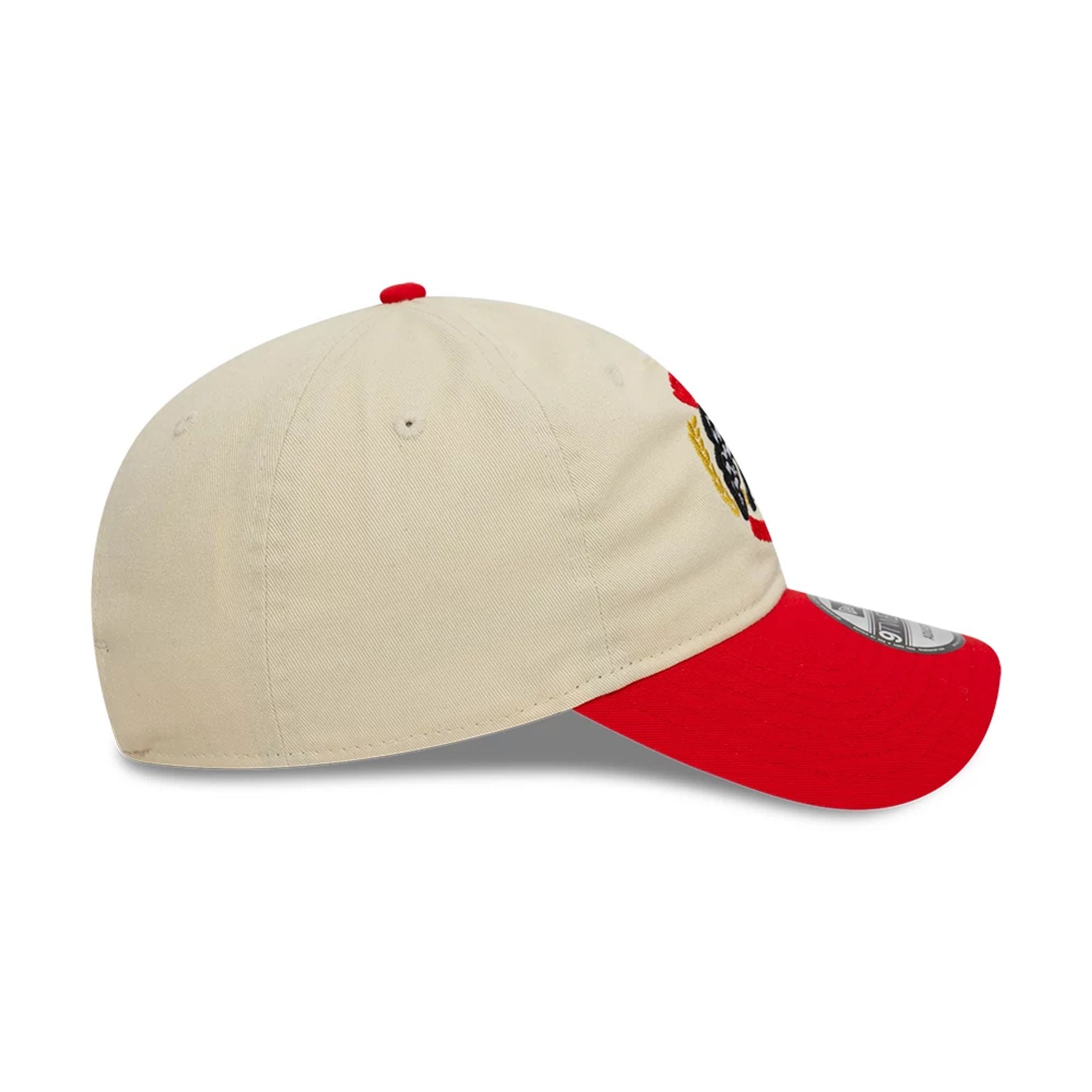 This is a New Era Racing Light Beige 9TWENTY Adjustable Cap 7