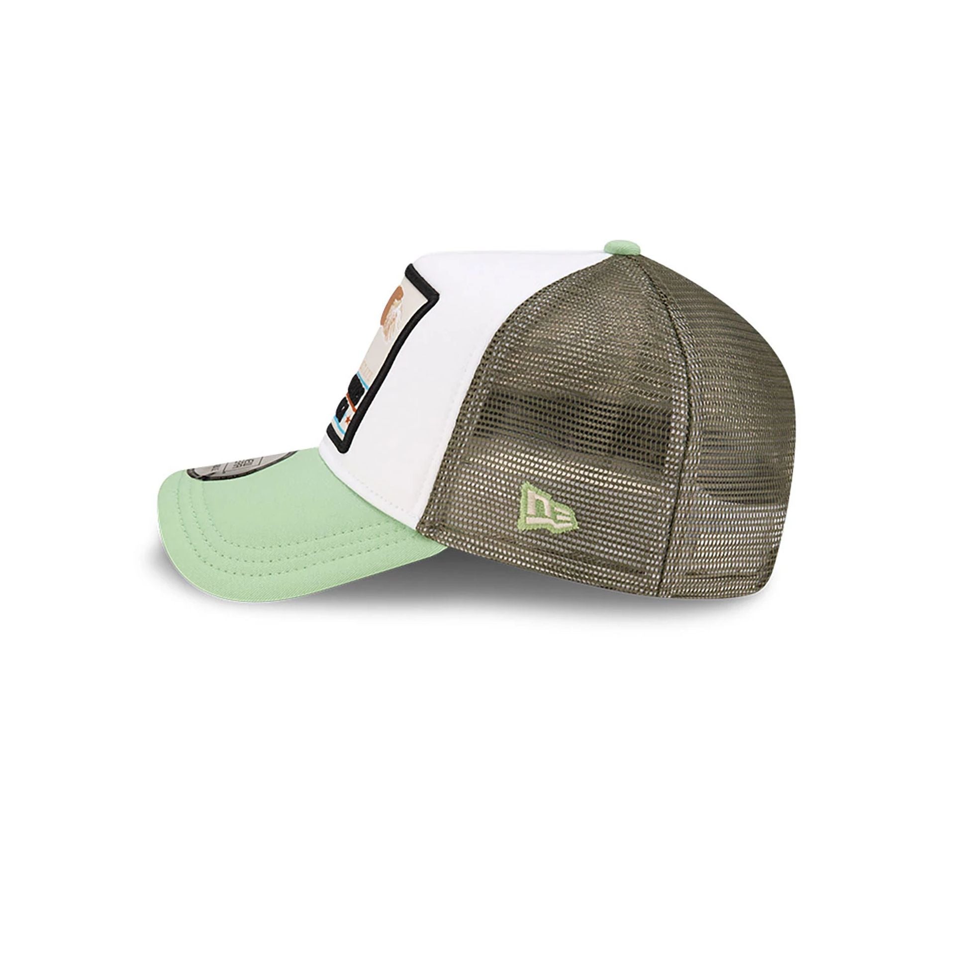 This is a New Era Eagle Patch White 9FORTY A-Frame Trucker Adjustable Cap 7