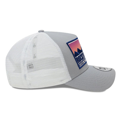 This is a New Era Location Patch Trucker Grey 9FORTY A-Frame Trucker Adjustable Cap 6