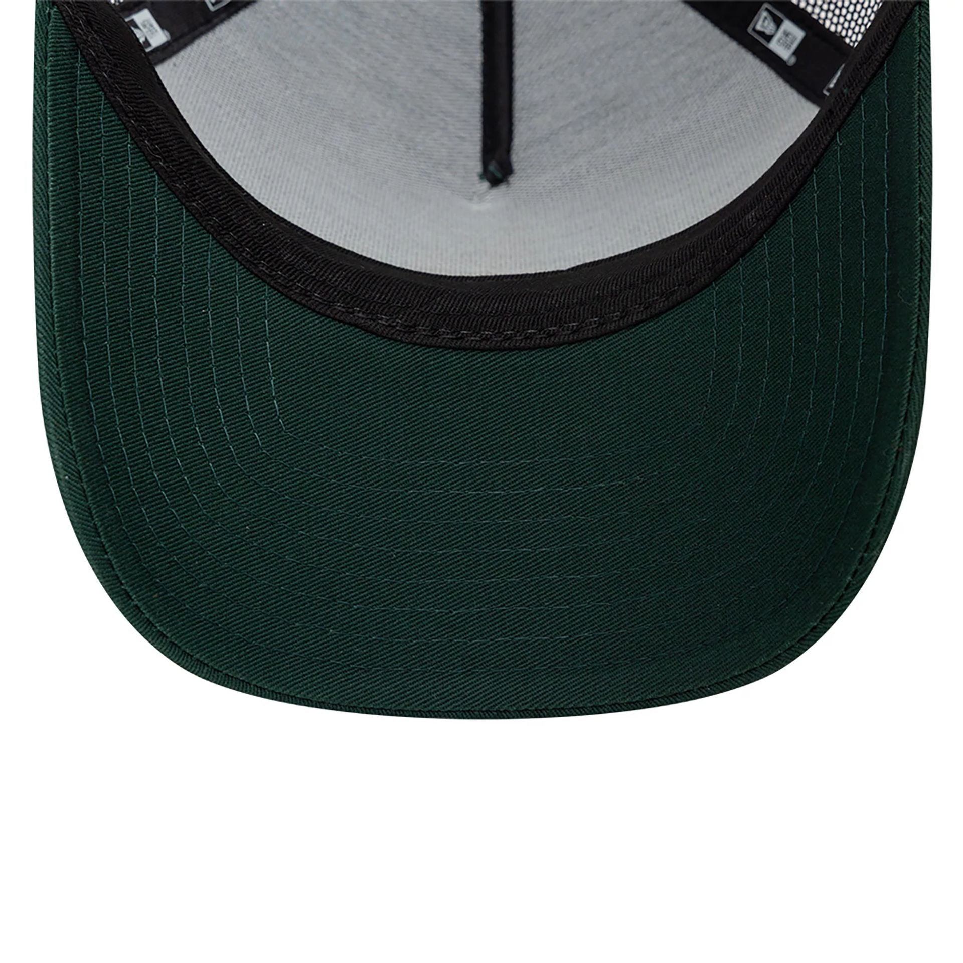 This is a New Era Fishing Patch Trucker Dark Green 9FORTY A-Frame Trucker Adjustable Cap 4