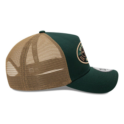 This is a New Era Hot Rod Trucker Dark Green 9FORTY A-Frame Trucker Adjustable Cap 6