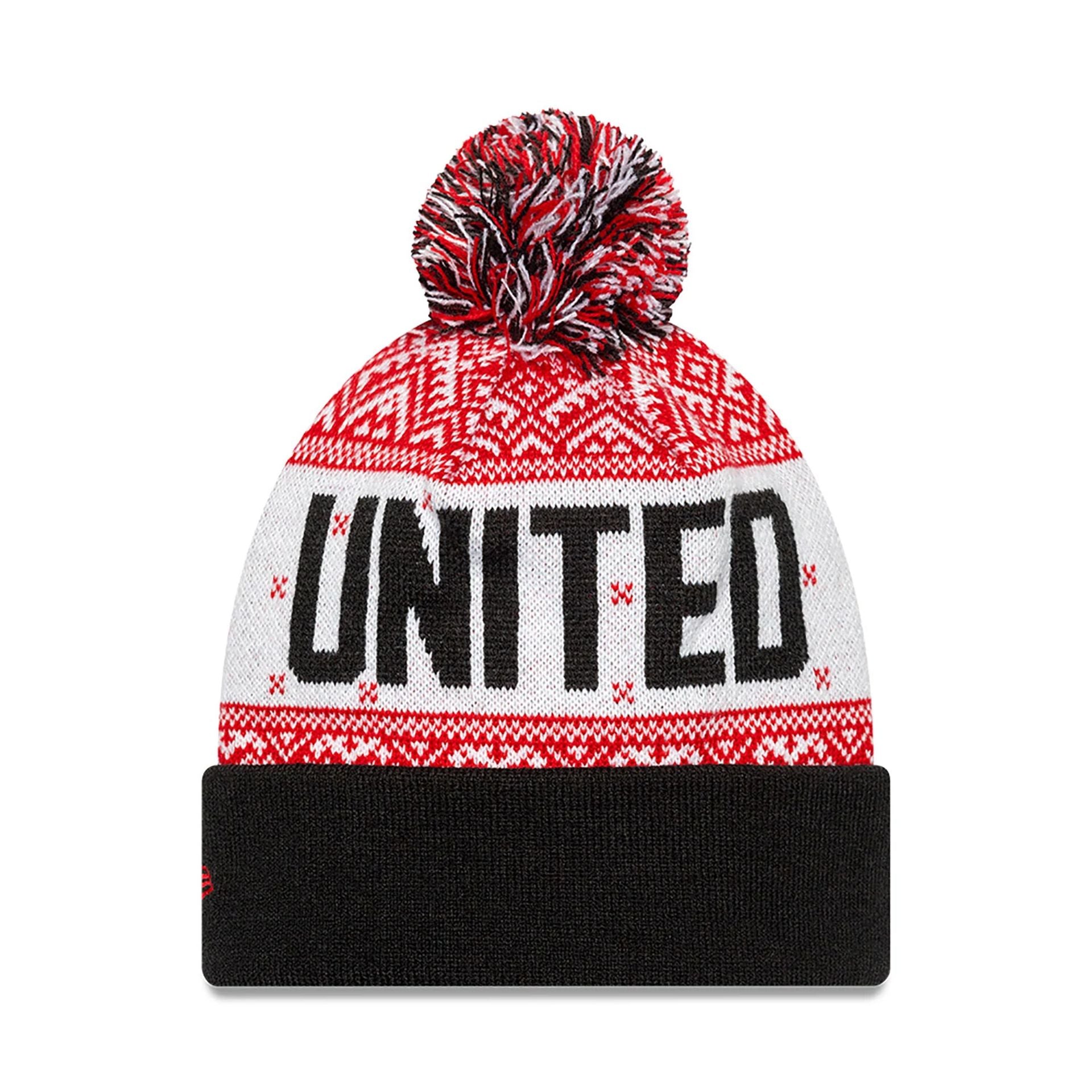 This is a Manchester United FC Xmas Bobble Knit Beanie Hat 2