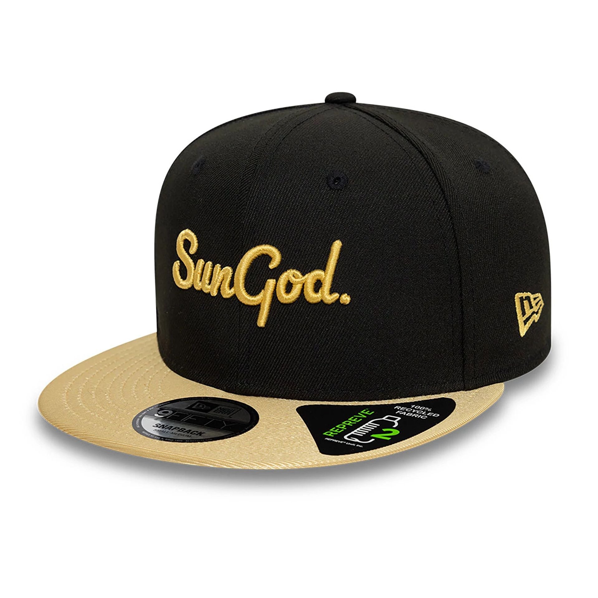 This is a SunGod x New Era Black Repreve® 9FIFTY Snapback Cap 3