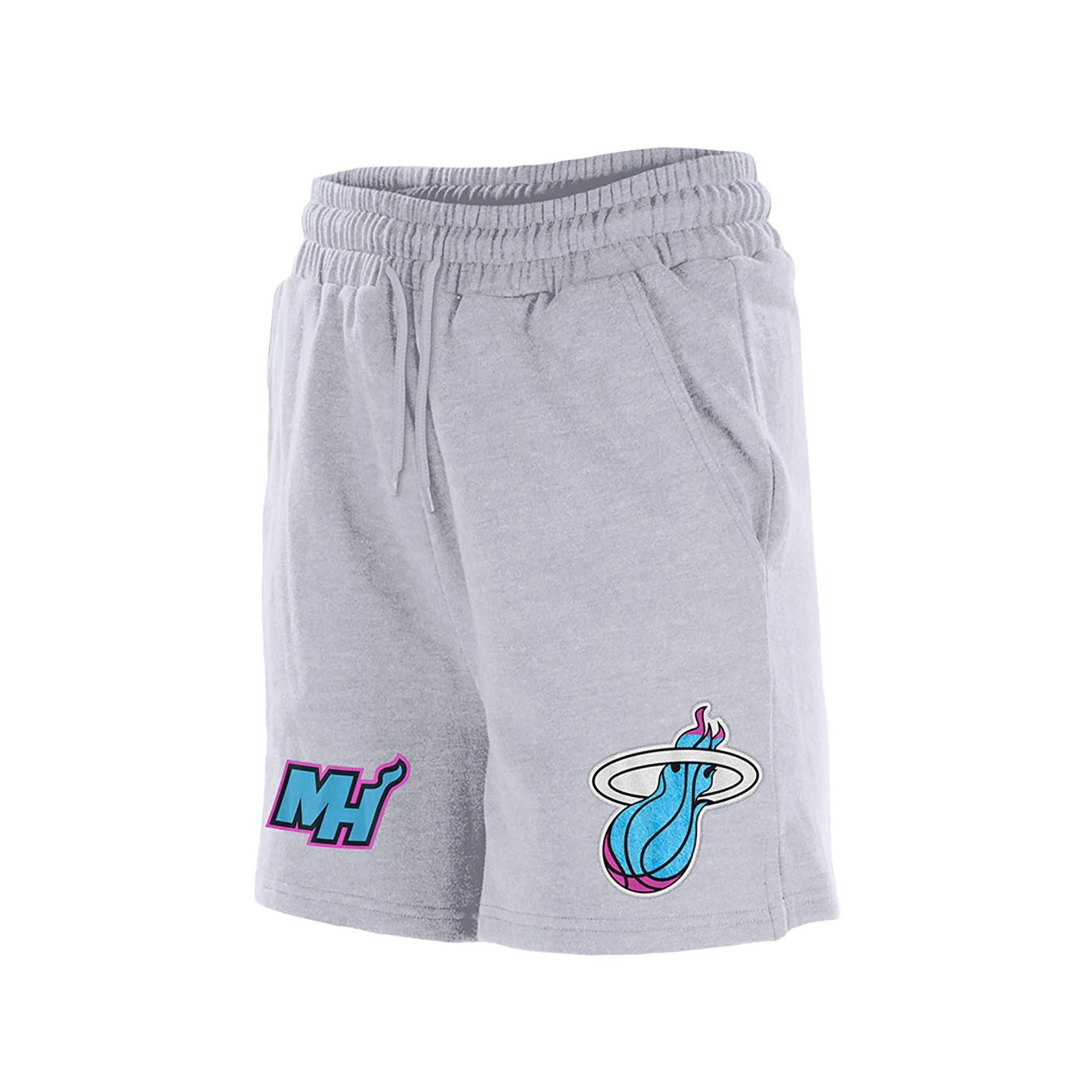 The Male model is wearing Miami Heat NBA City Edition Grey Shorts 1