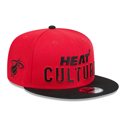 This is a Miami Heat NBA City Edition Red 9FIFTY Snapback Cap 1