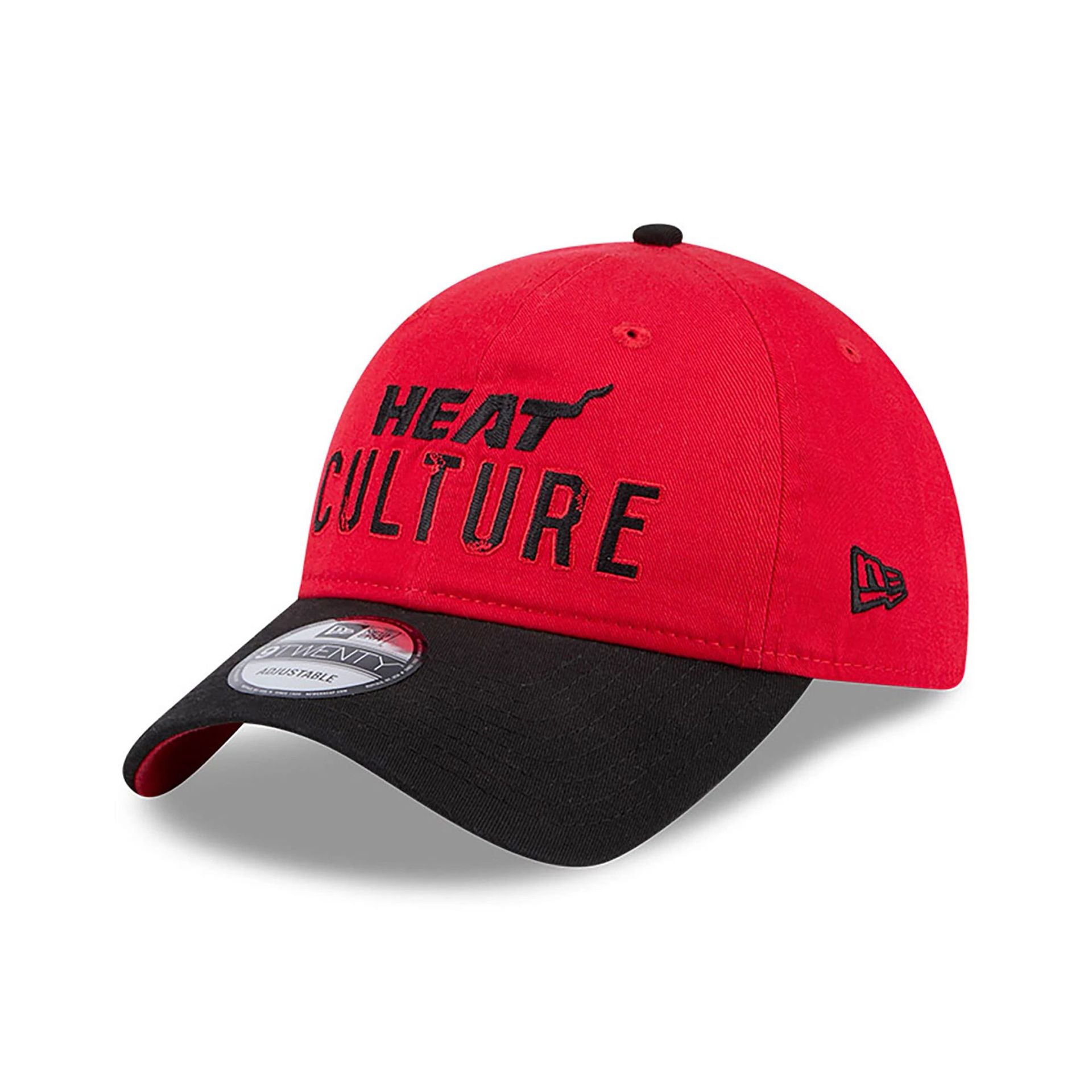 This is a Miami Heat NBA City Edition Red 9TWENTY Adjustable Cap 1