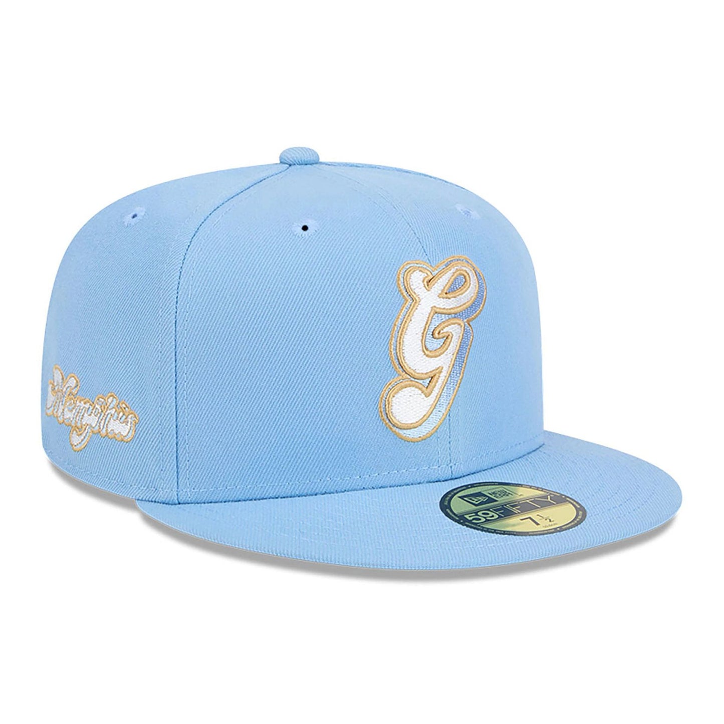 This is a Memphis Grizzlies NBA City Edition Pastel Blue 59FIFTY Fitted Cap 1