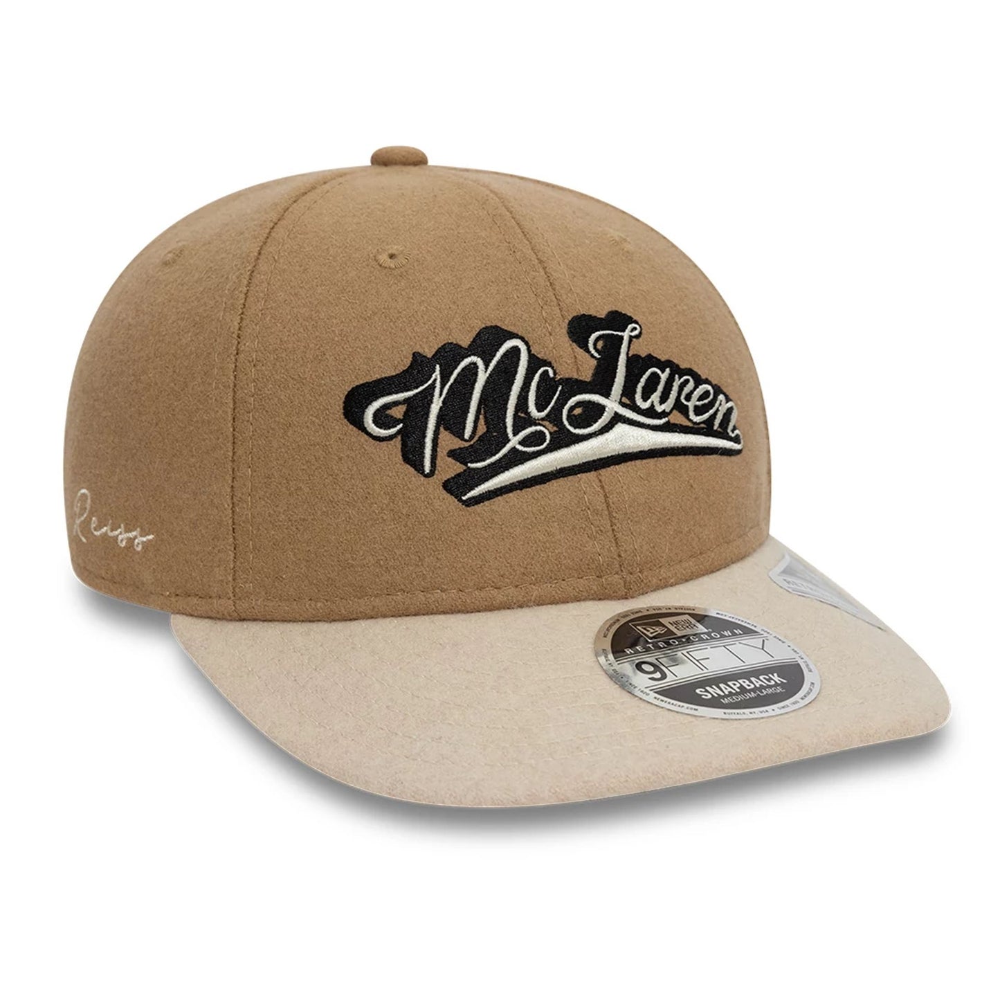 This is a McLaren x Reiss Brown Retro Crown 9FIFTY Strapback Cap 3