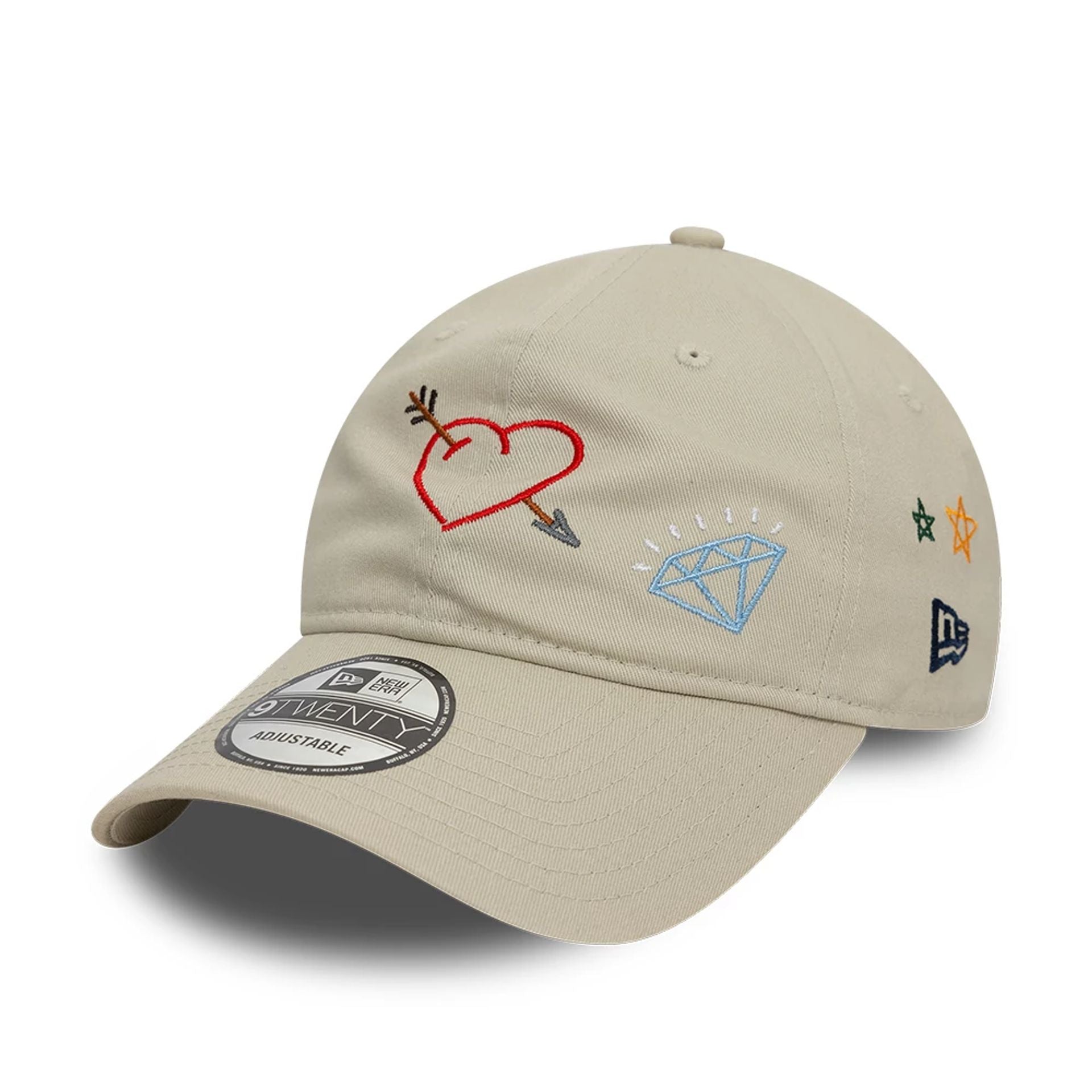 This is a New Era Scribble Light Beige 9TWENTY Adjustable Cap 4