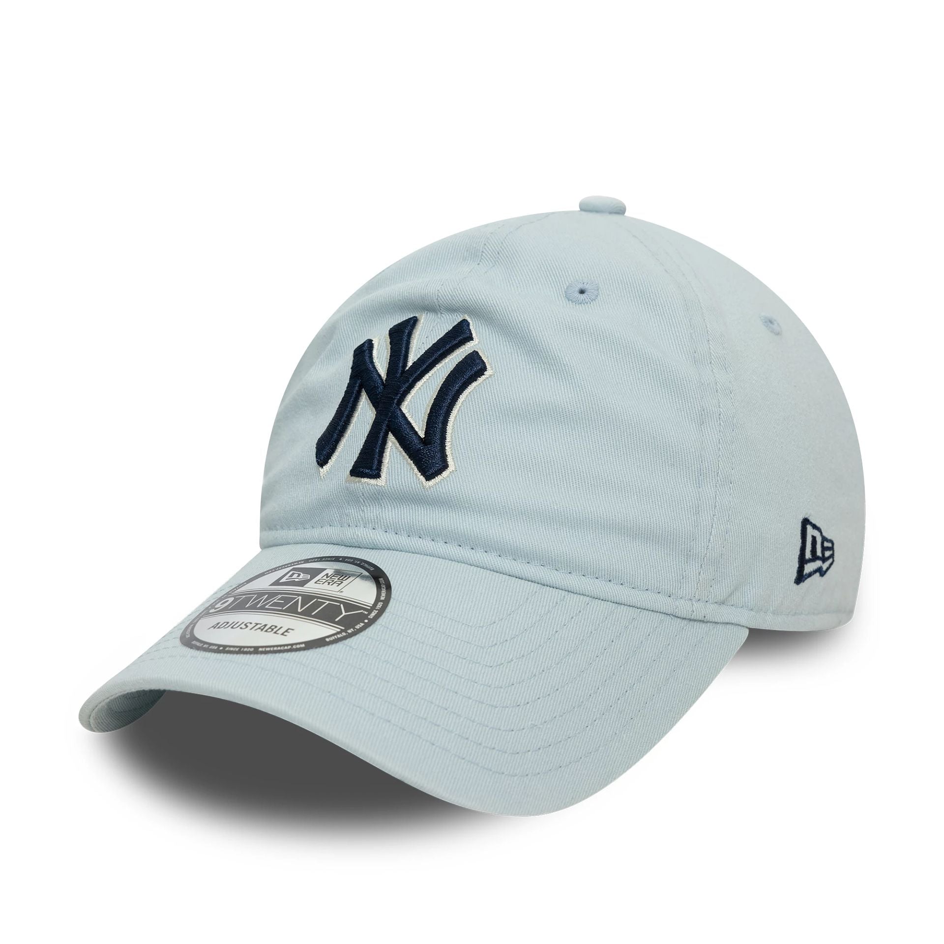 This is a New York Yankees Washed Outline Light Blue 9TWENTY Adjustable Cap 1