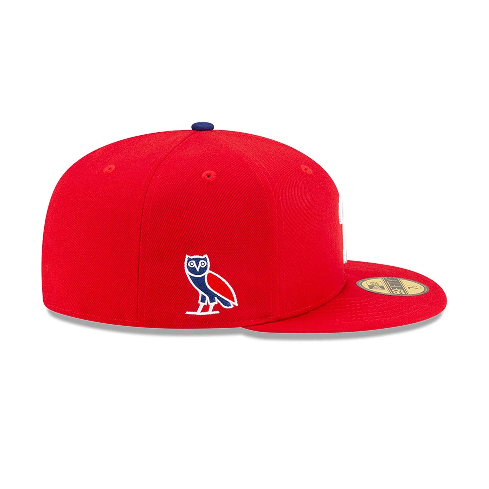 This is a Philadelphia Phillies OVO x MLB 2024 Red 59FIFTY Fitted Cap 6