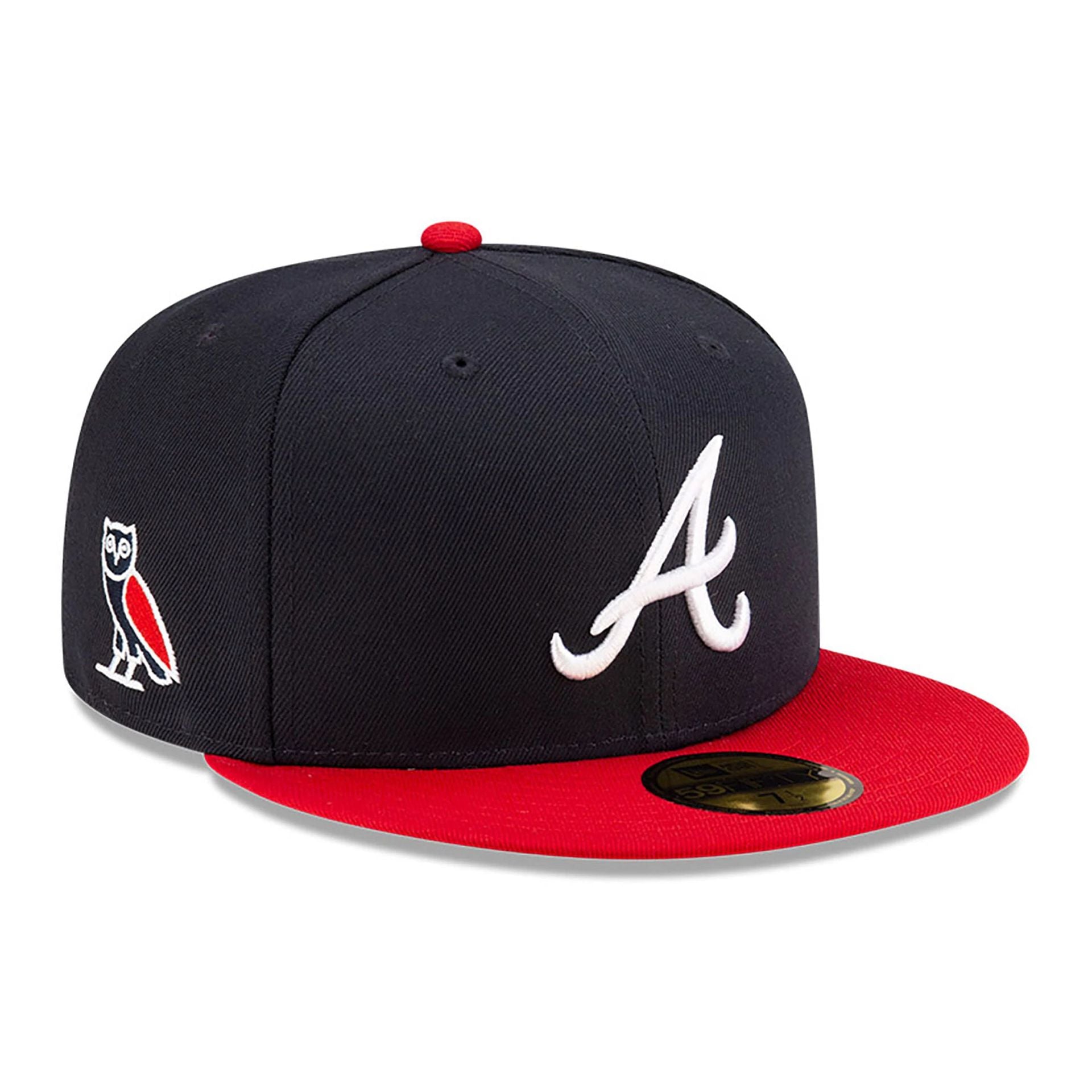 This is a Atlanta Braves OVO x MLB 2024 Navy 59FIFTY Fitted Cap 1