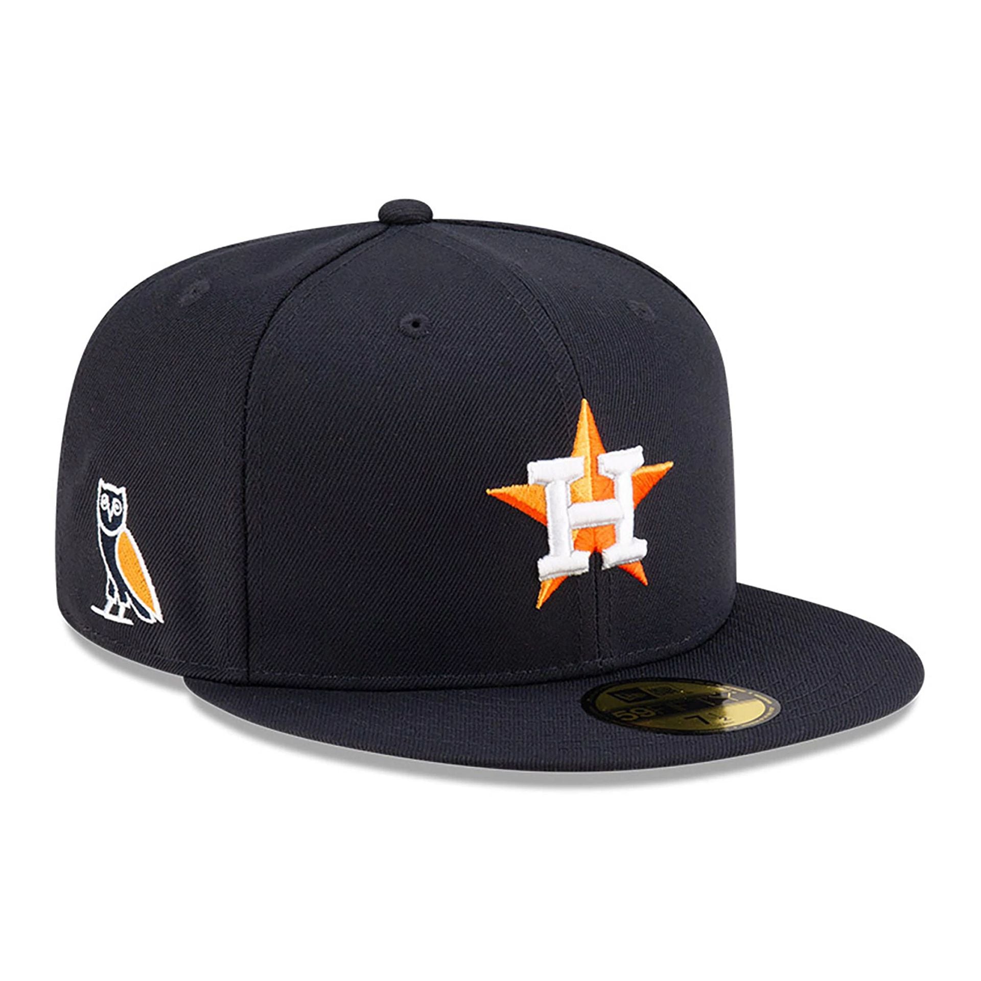 This is a Houston Astros OVO x MLB 2024 Navy 59FIFTY Fitted Cap 1