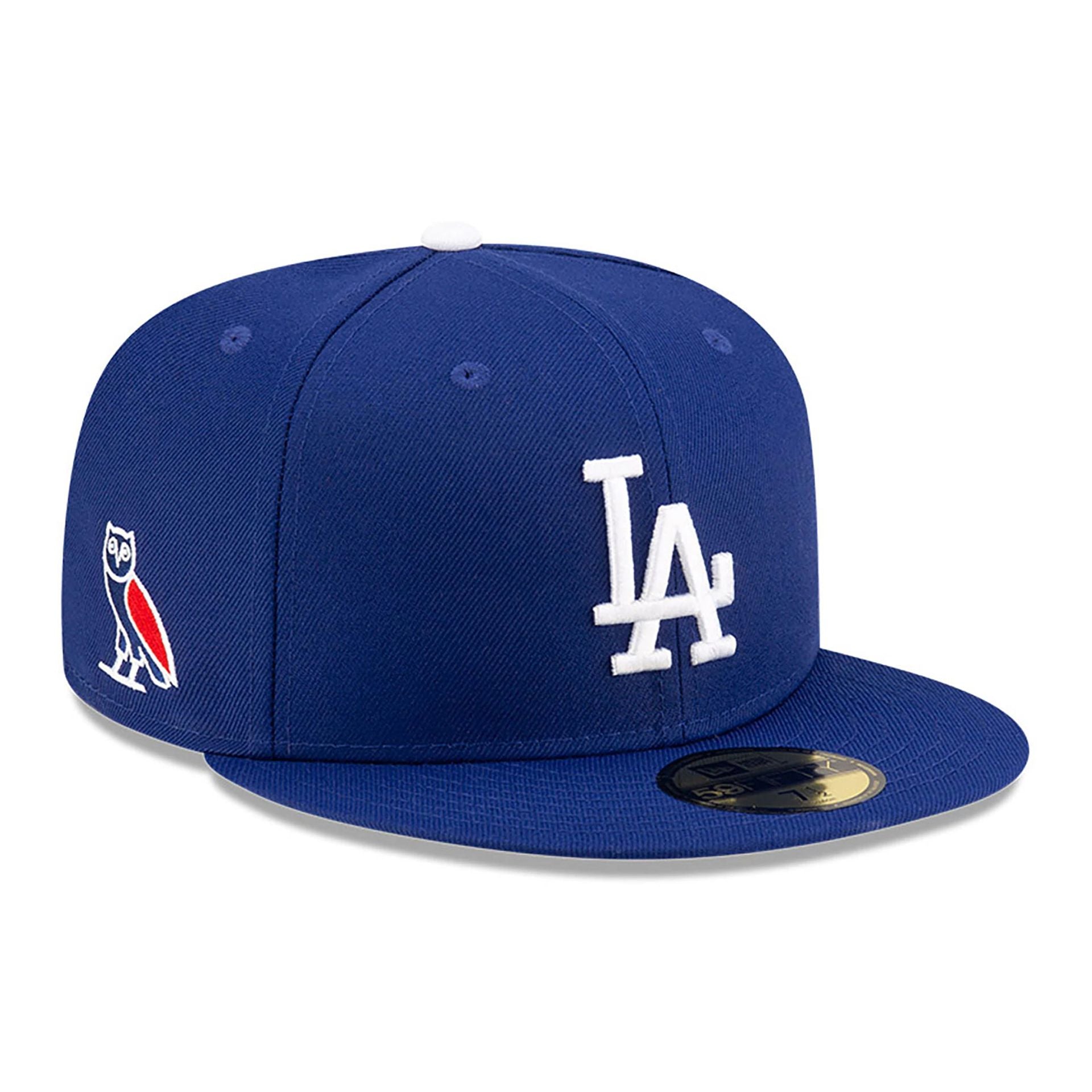 This is a LA Dodgers OVO x MLB 2024 Dark Blue 59FIFTY Fitted Cap 1