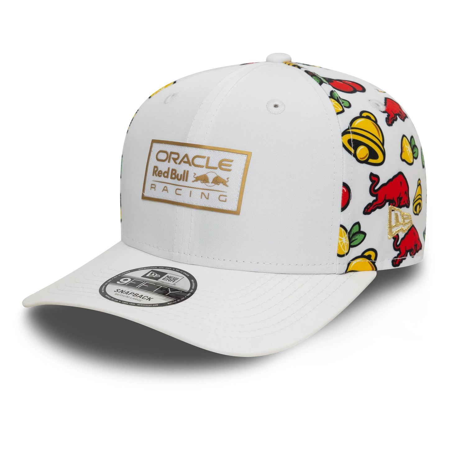 This is a Red Bull Racing Vegas Race Special All Over Print White 9FIFTY Original Fit Snapback Adjustable Cap 1