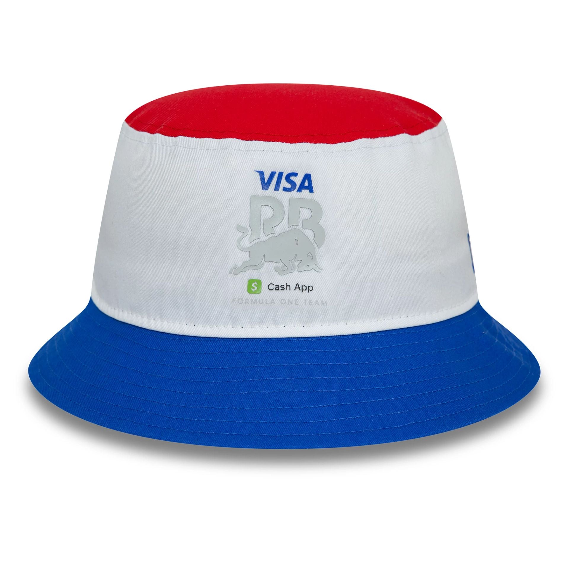 This is a Visa Cash App RB Block White Tapered Bucket Cap 1