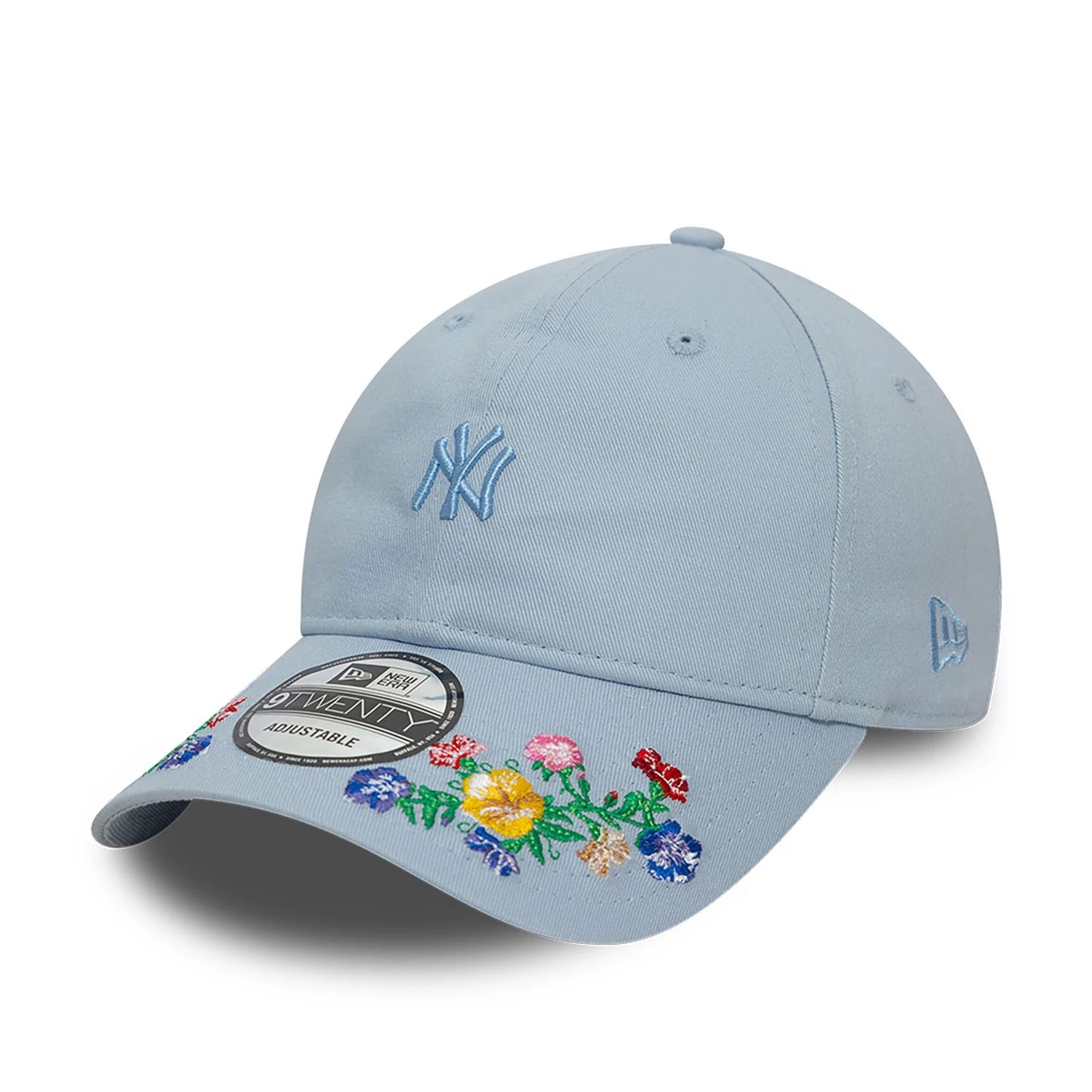 This is a New York Yankees Floral Visor Light Blue 9TWENTY Adjustable Cap 1