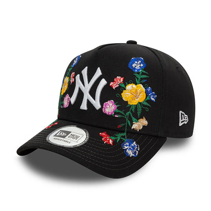 This is a New York Yankees Floral Front Black 9FORTY E-Frame Adjustable Cap 1