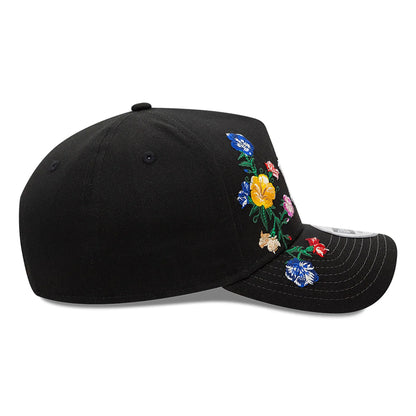 This is a New York Yankees Floral Front Black 9FORTY E-Frame Adjustable Cap 6