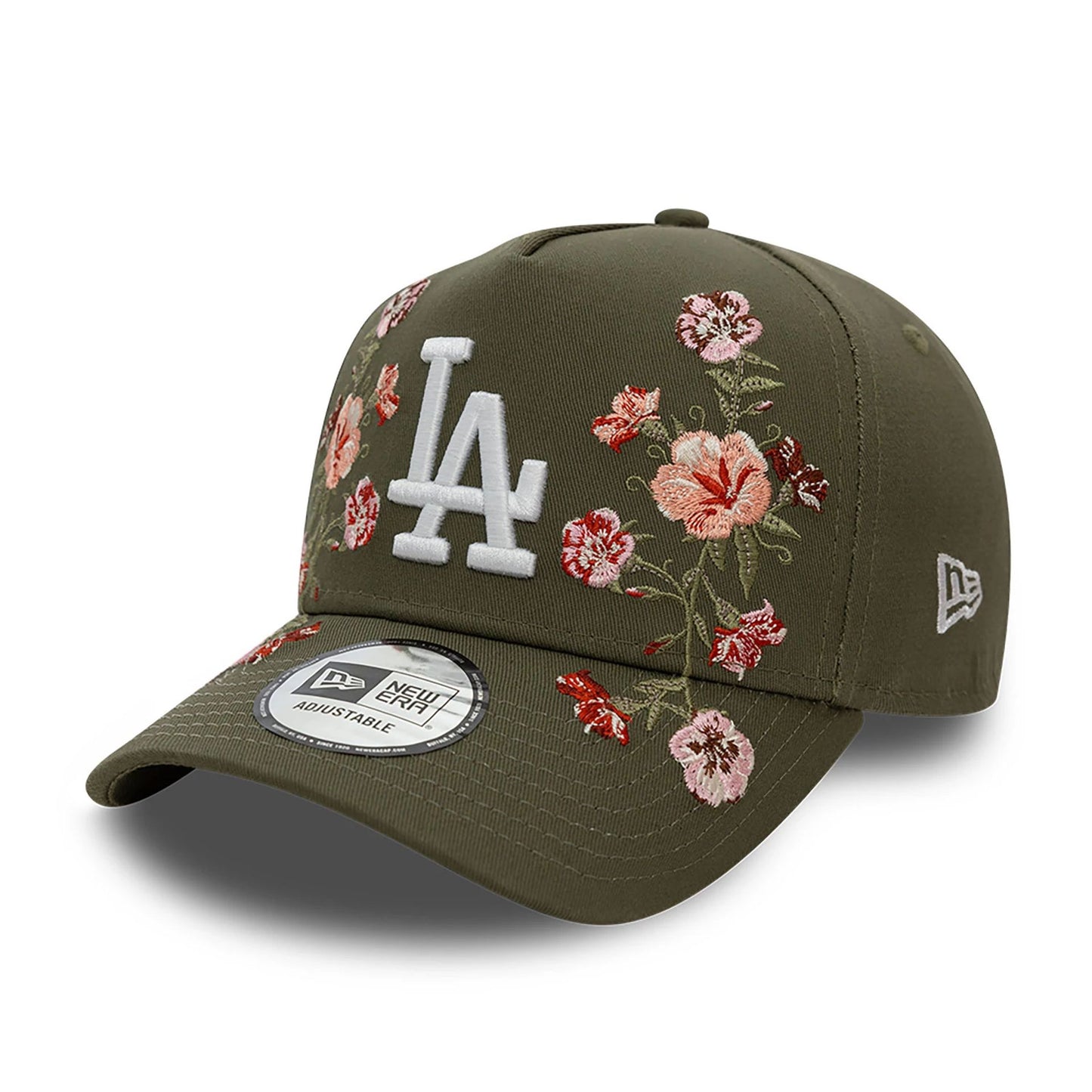 This is a LA Dodgers Floral Front Dark Green 9FORTY E-Frame Adjustable Cap 1