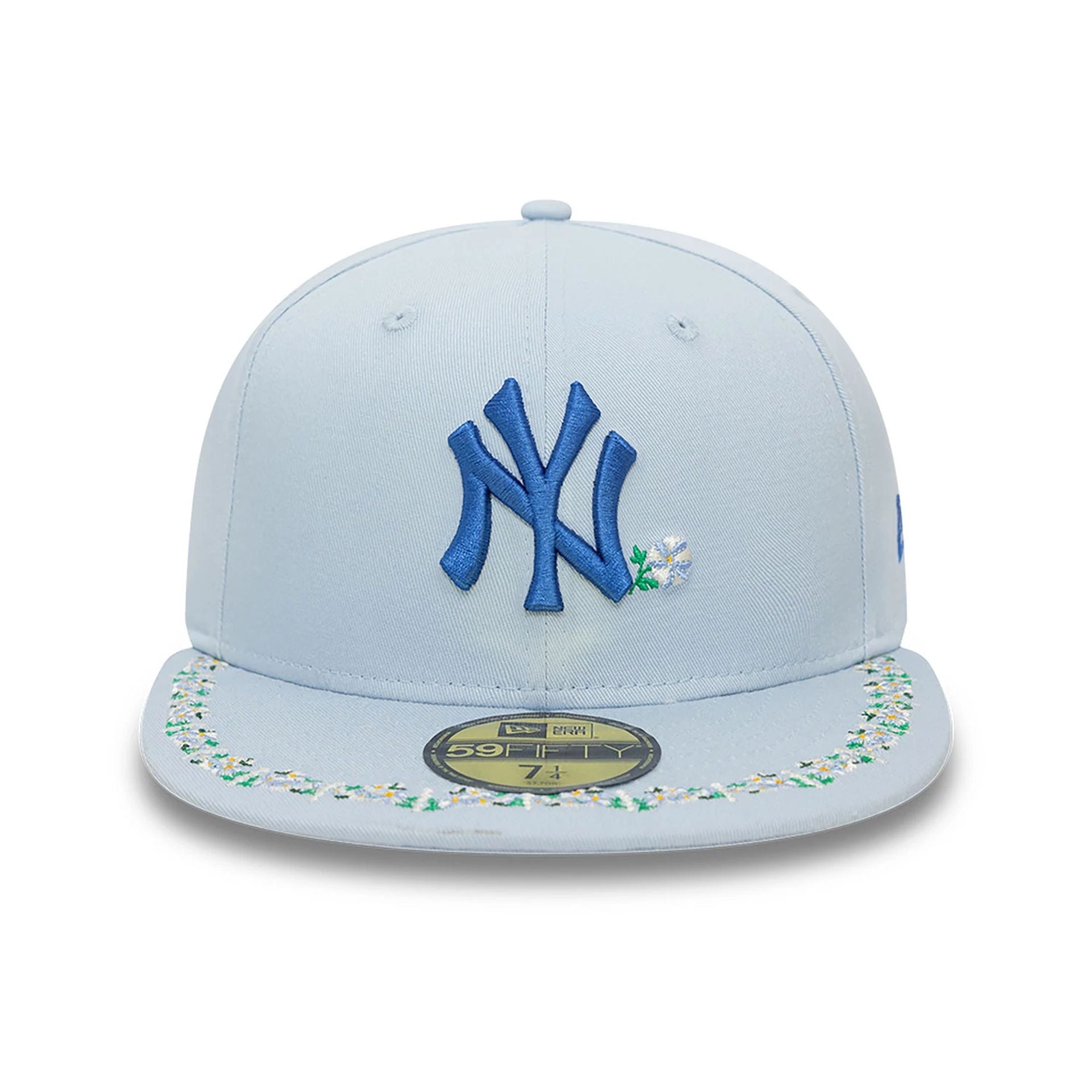 This is a New York Yankees Floral Border Light Blue 59FIFTY Fitted Cap 2