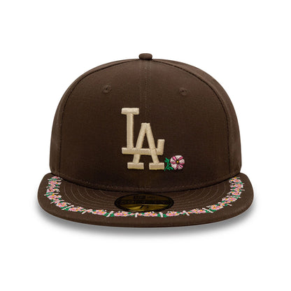 This is a LA Dodgers Floral Border Dark Brown 59FIFTY Fitted Cap 2