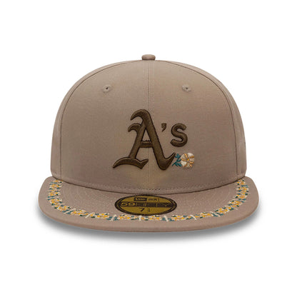 This is a Oakland Athletics Floral Border Brown 59FIFTY Fitted Cap 2