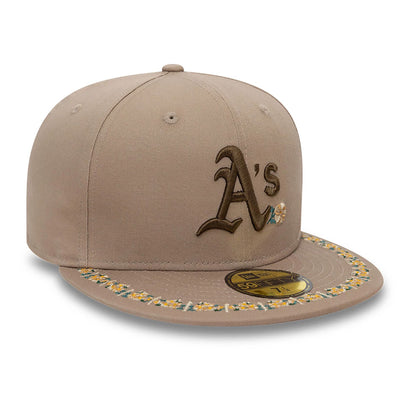 This is a Oakland Athletics Floral Border Brown 59FIFTY Fitted Cap 3