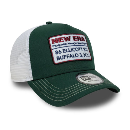 This is a New Era Vintage Dark Green 9FORTY A-Frame Trucker Adjustable Cap 3