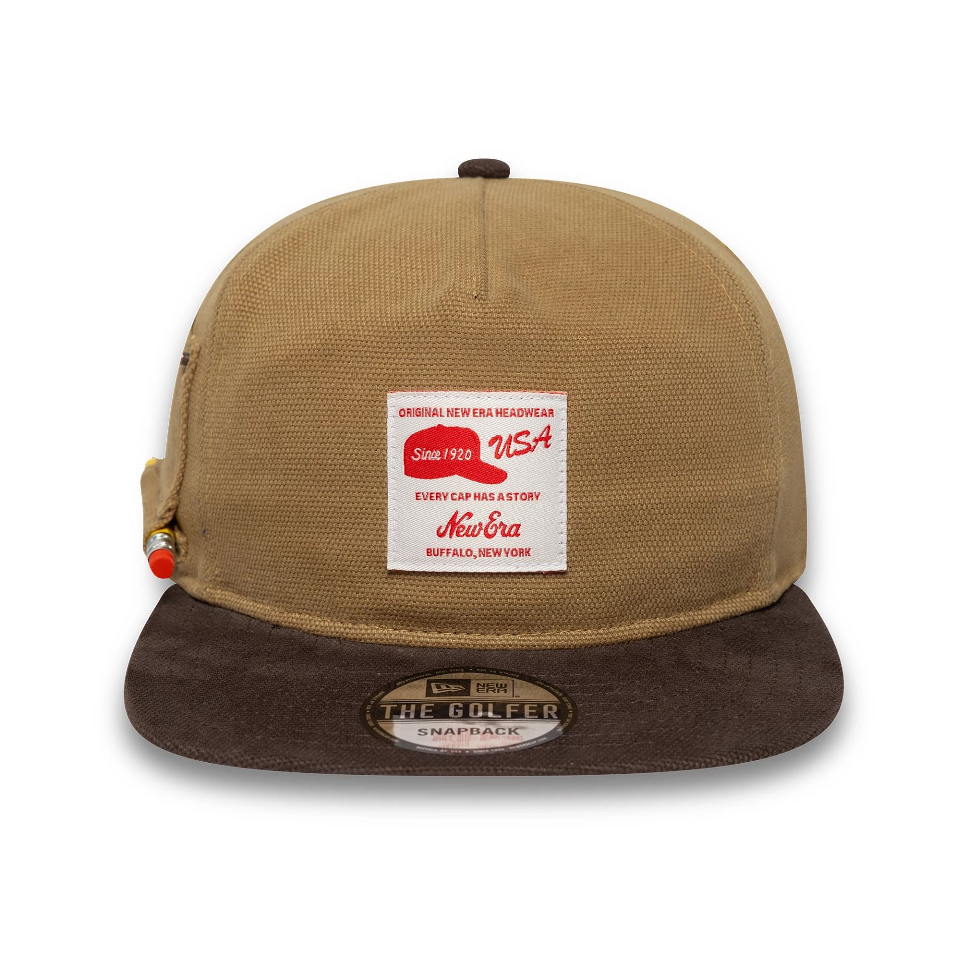 This is a New Era Workwear Beige Golfer Adjustable Cap 3