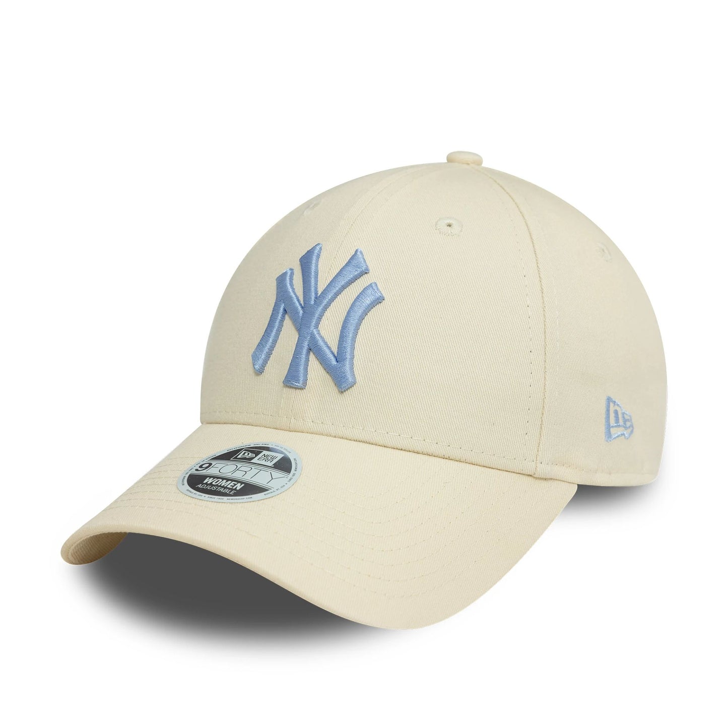 This is a New York Yankees Womens League Essential Cream 9FORTY Adjustable Cap 1