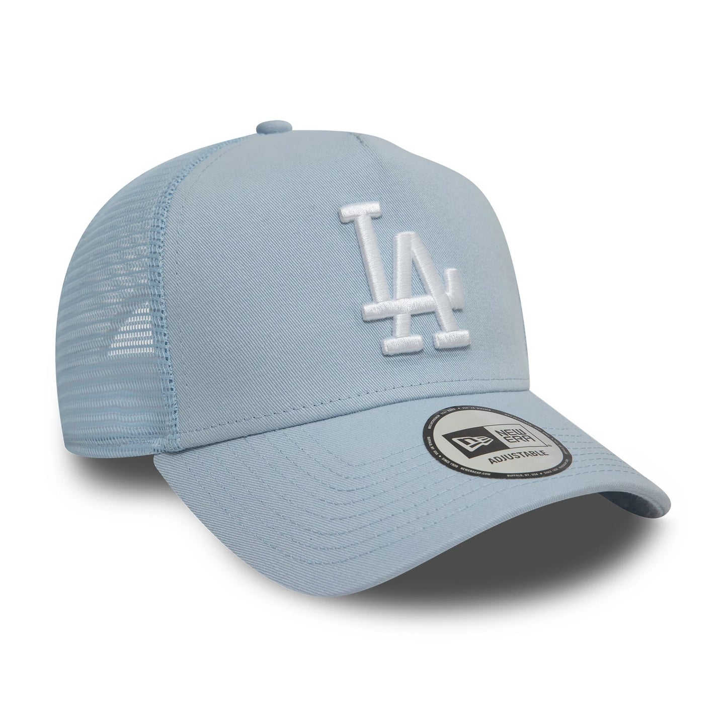 This is a LA Dodgers League Essential Pastel Blue 9FORTY A-Frame Trucker Adjustable Cap 3