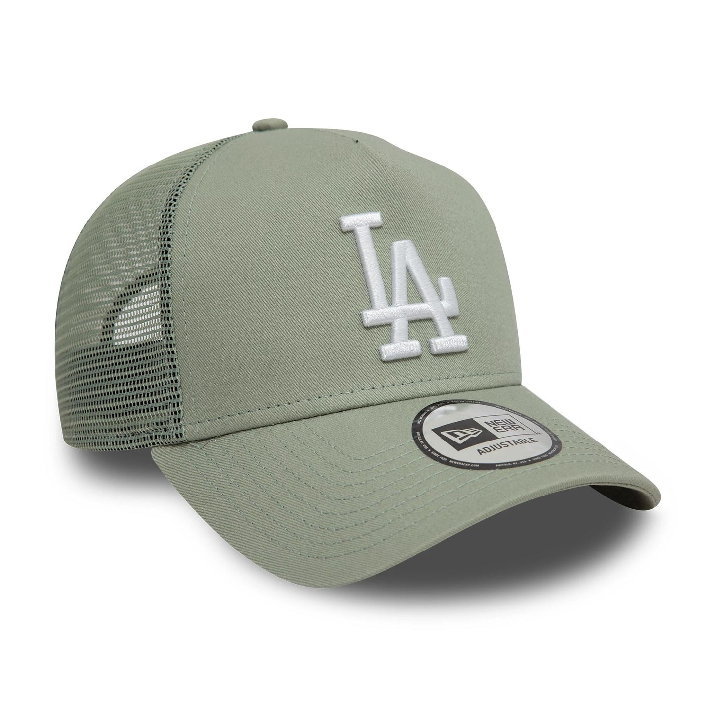 This is a LA Dodgers League Essential Pastel Green 9FORTY A-Frame Trucker Adjustable Cap 3