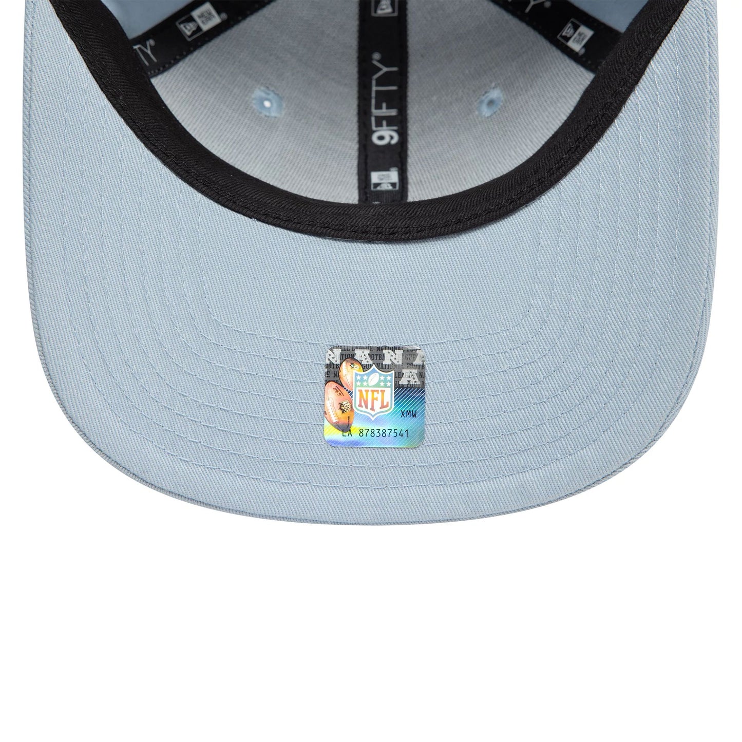 This is a Las Vegas Raiders Metallic Pastel Blue 9FIFTY Original Fit Snapback Adjustable Cap 5