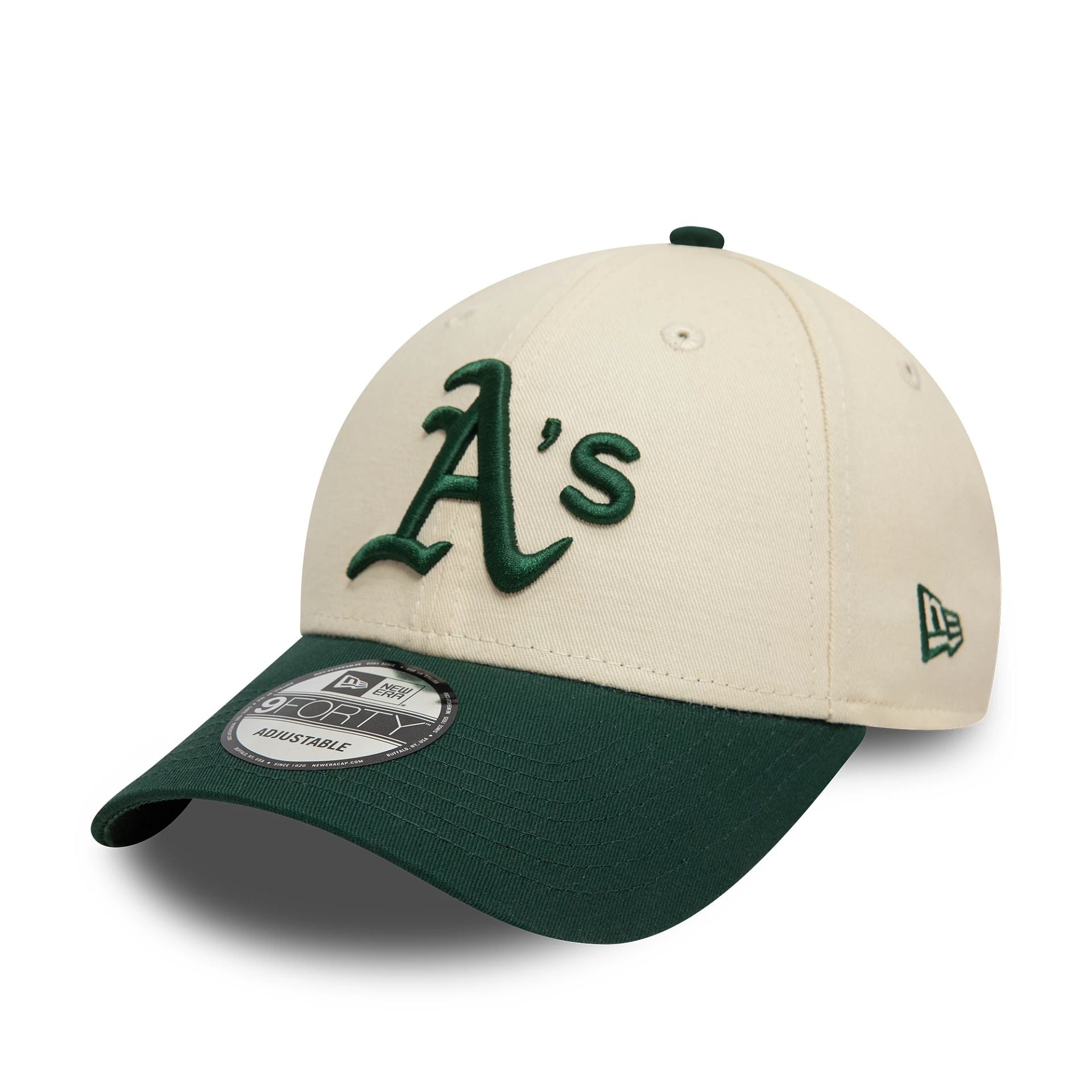 This is a Oakland Athletics Colour Block Cream 9FORTY Adjustable Cap 1