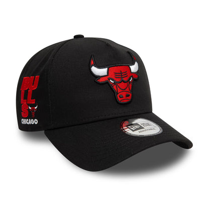 This is a Chicago Bulls NBA Patch Black 9FORTY A-Frame Adjustable Cap 1