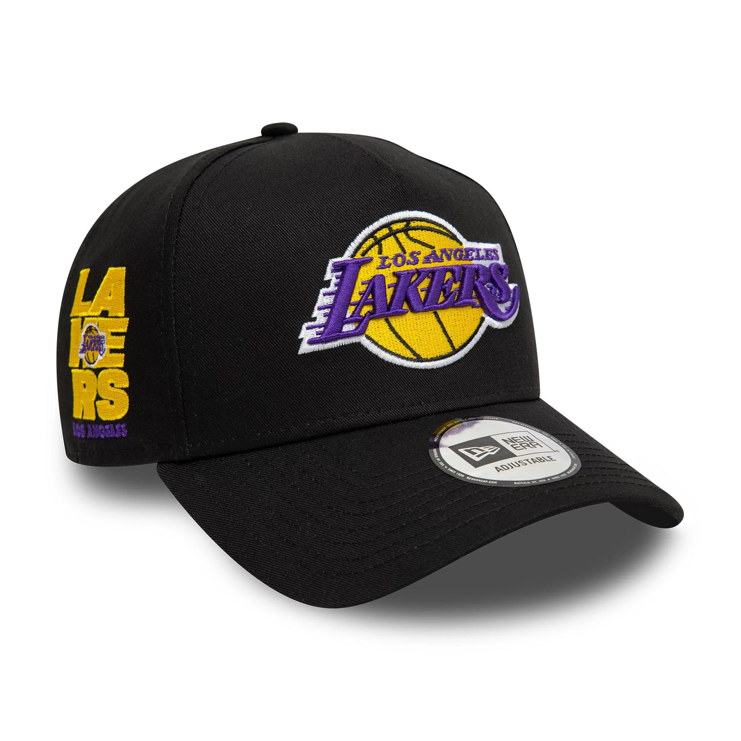 This is a LA Lakers NBA Patch Black 9FORTY A-Frame Adjustable Cap 1