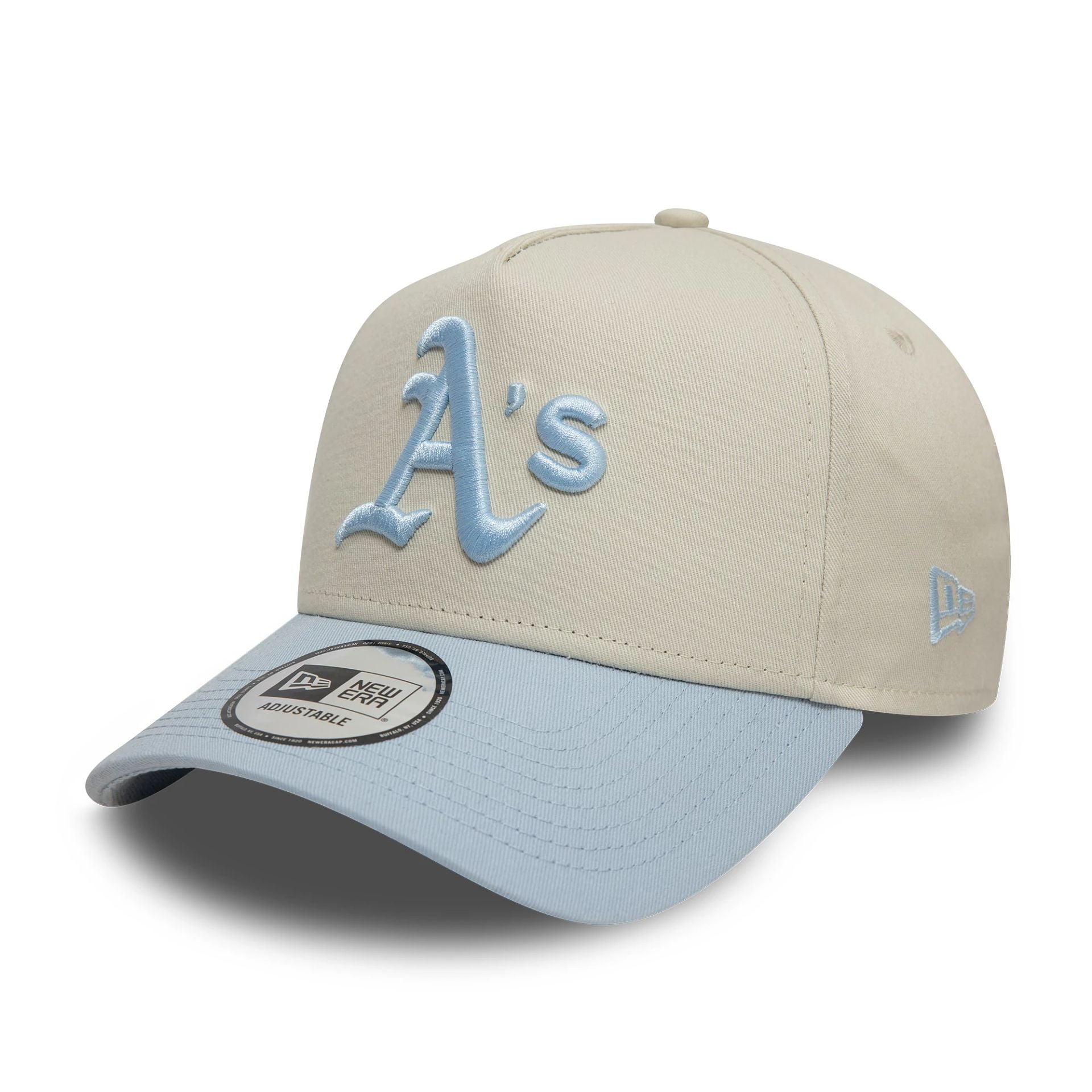 This is a Oakland Athletics World Series Patch Cream 9FORTY A-Frame Adjustable Cap 3