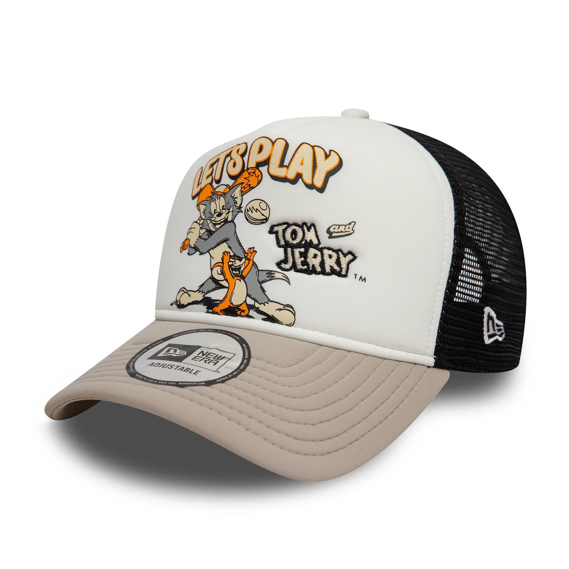 This is a Tom & Jerry White 9FORTY A-Frame Trucker Adjustable Cap 1