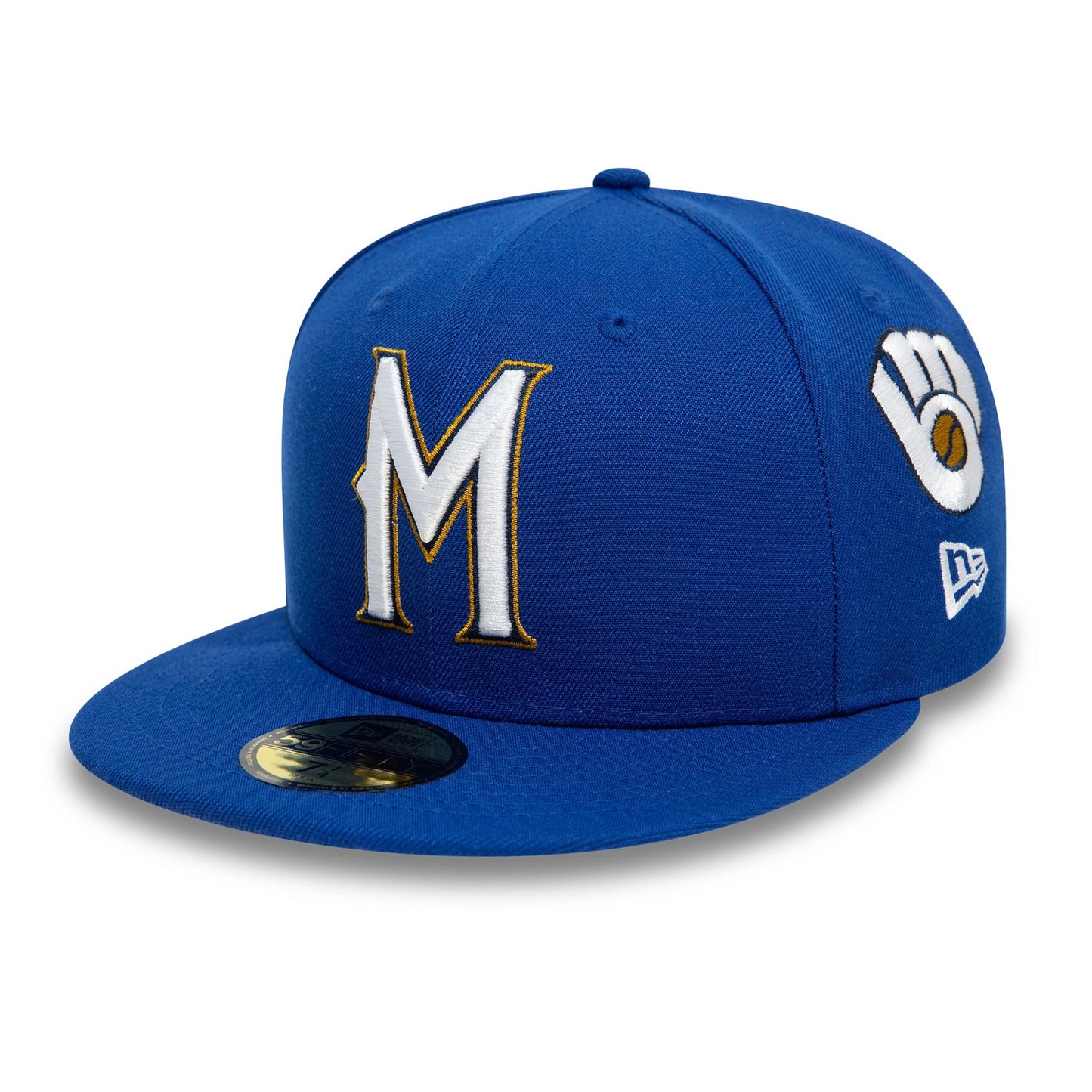 This is a Milwaukee Brewers Image MLB All Over Print Blue 59FIFTY Fitted Cap 1