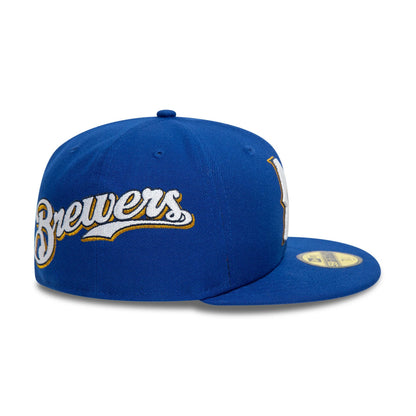 This is a Milwaukee Brewers Image MLB All Over Print Blue 59FIFTY Fitted Cap 6